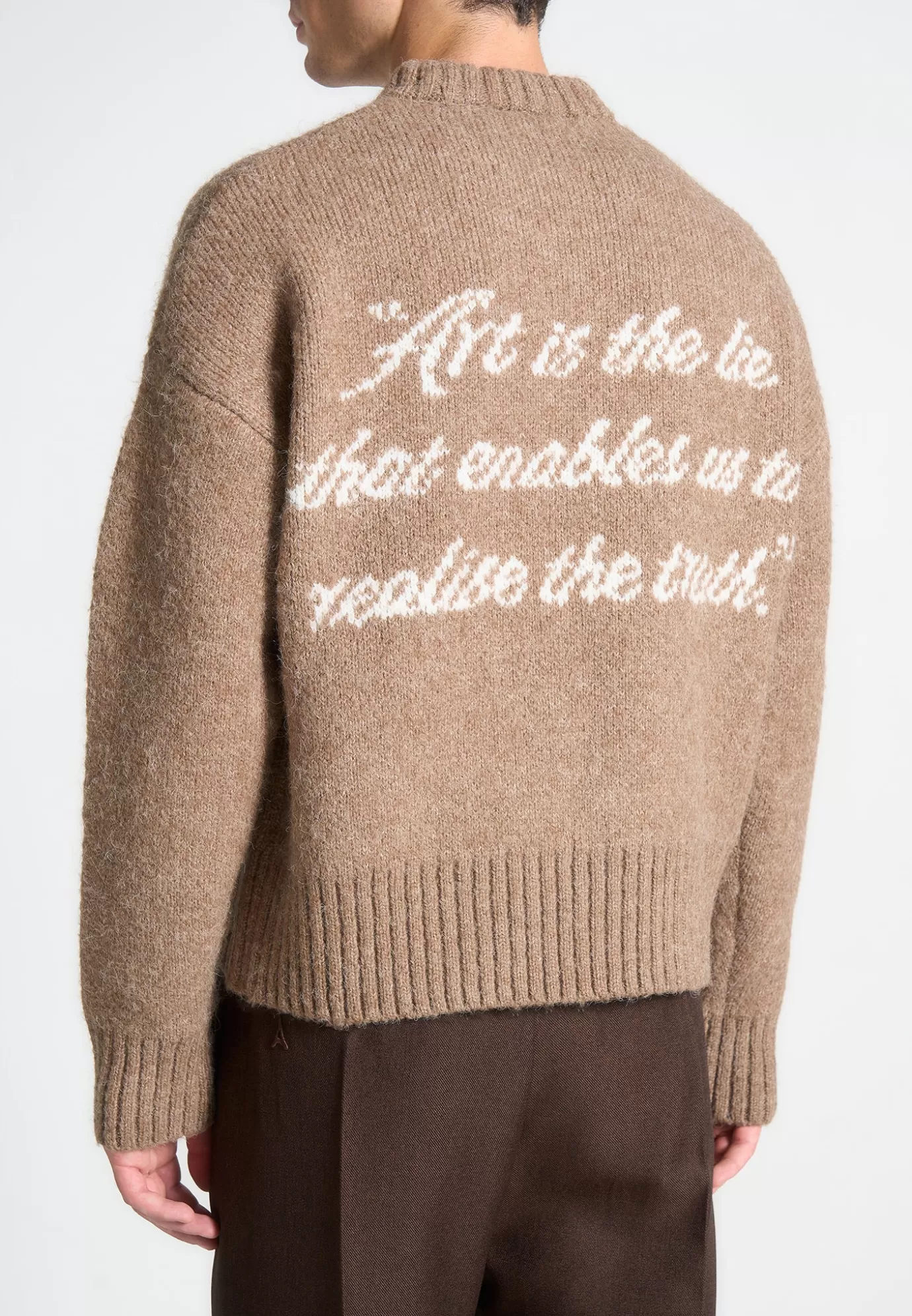 Cheap Art Slogan Brushed Wool Knit Jumper - Knitwear