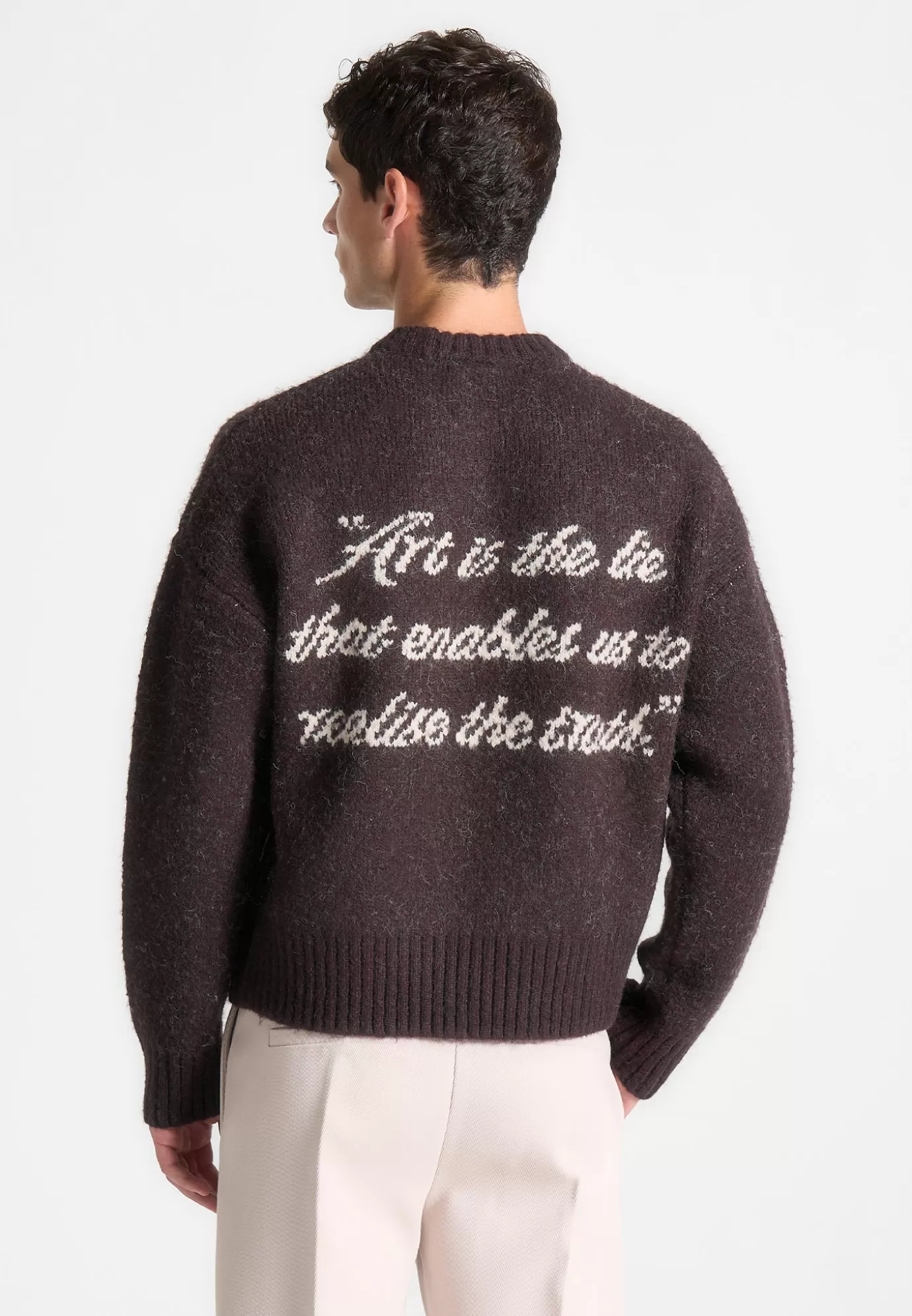 Flash Sale Art Slogan Brushed Wool Knit Jumper - Knitwear