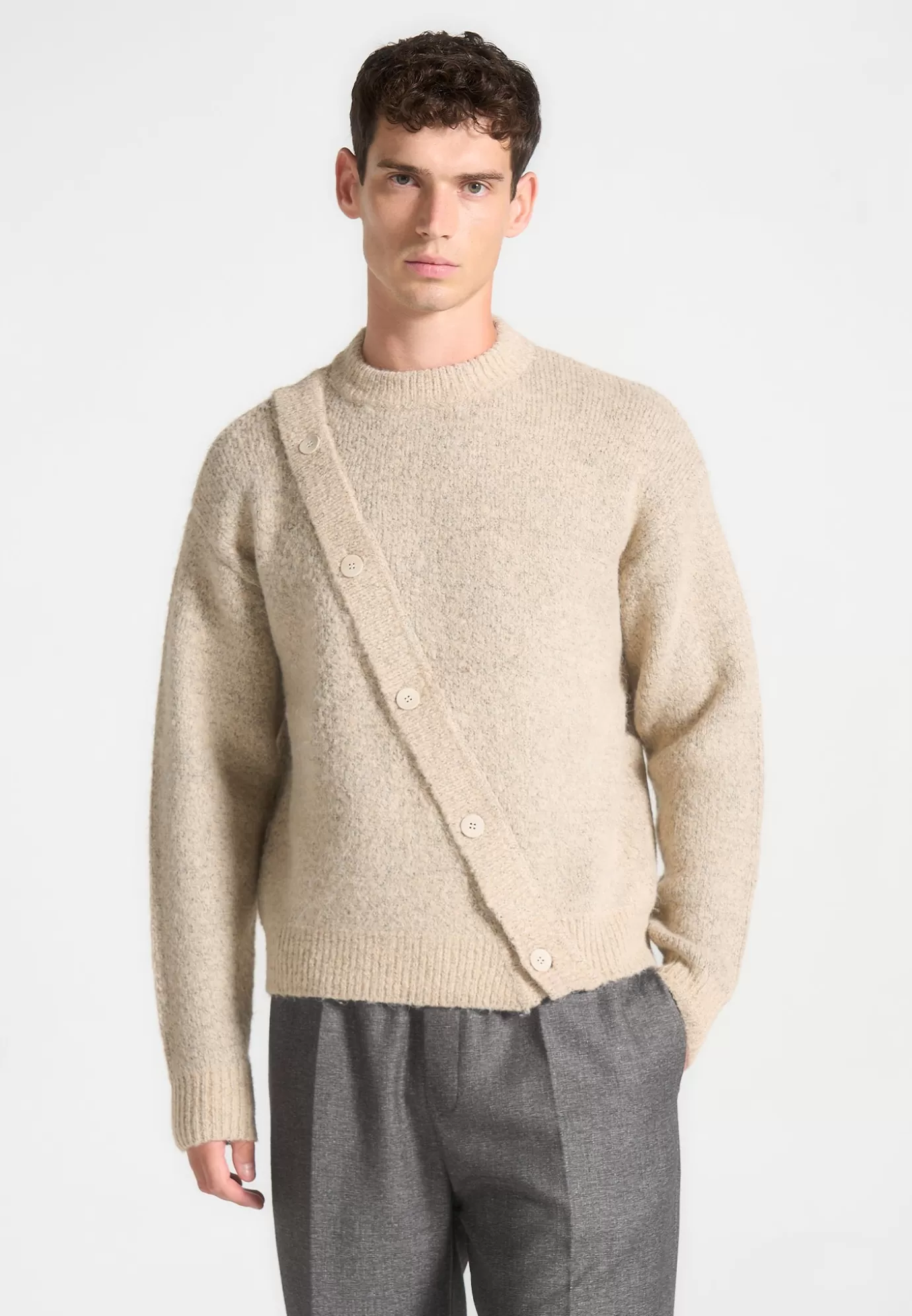 Flash Sale Asymmetric Brushed Wool Knit Jumper - Knitwear