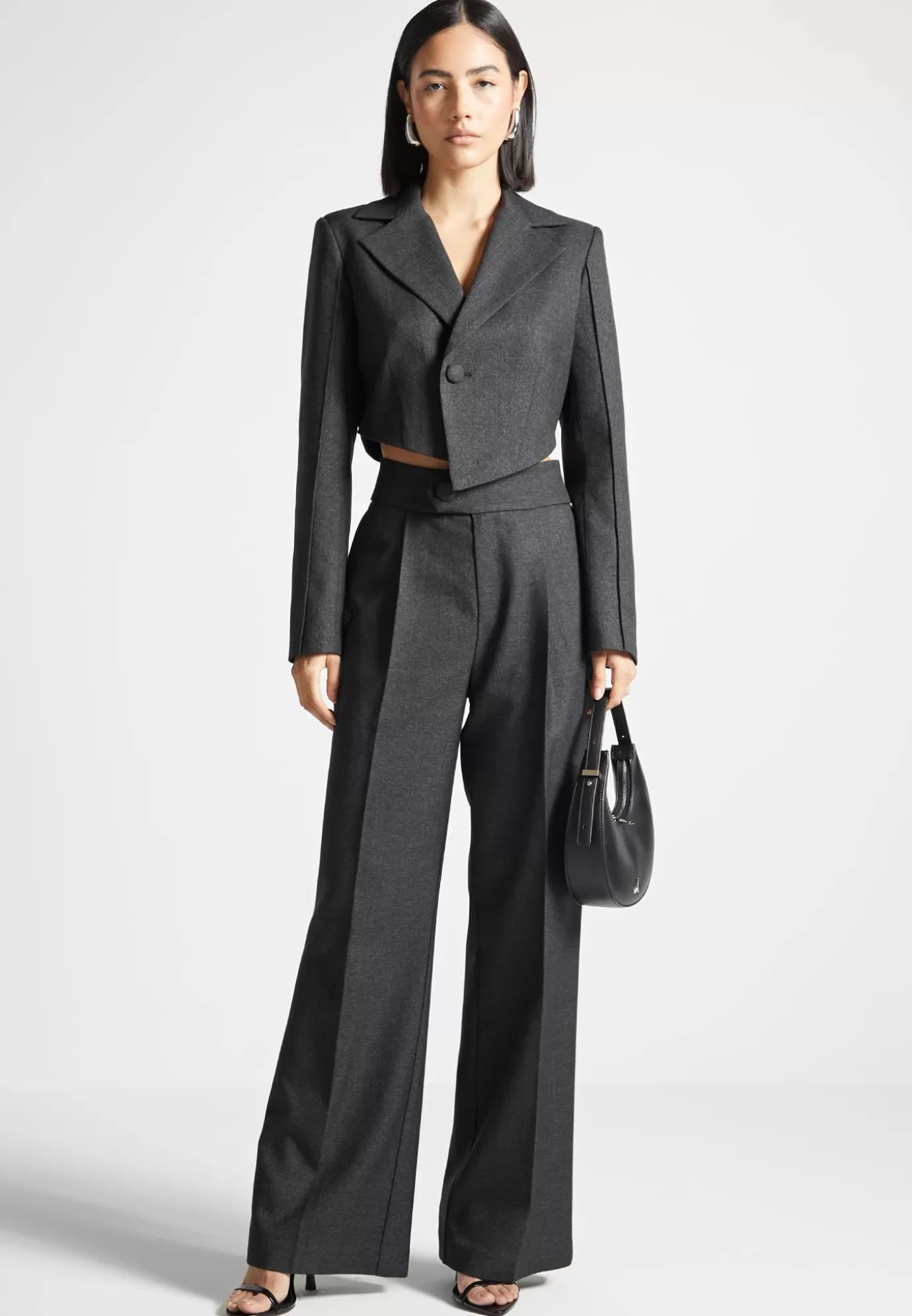 Hot Asymmetric Tailored Cropped Blazer - Dark Blazers & Waistcoats