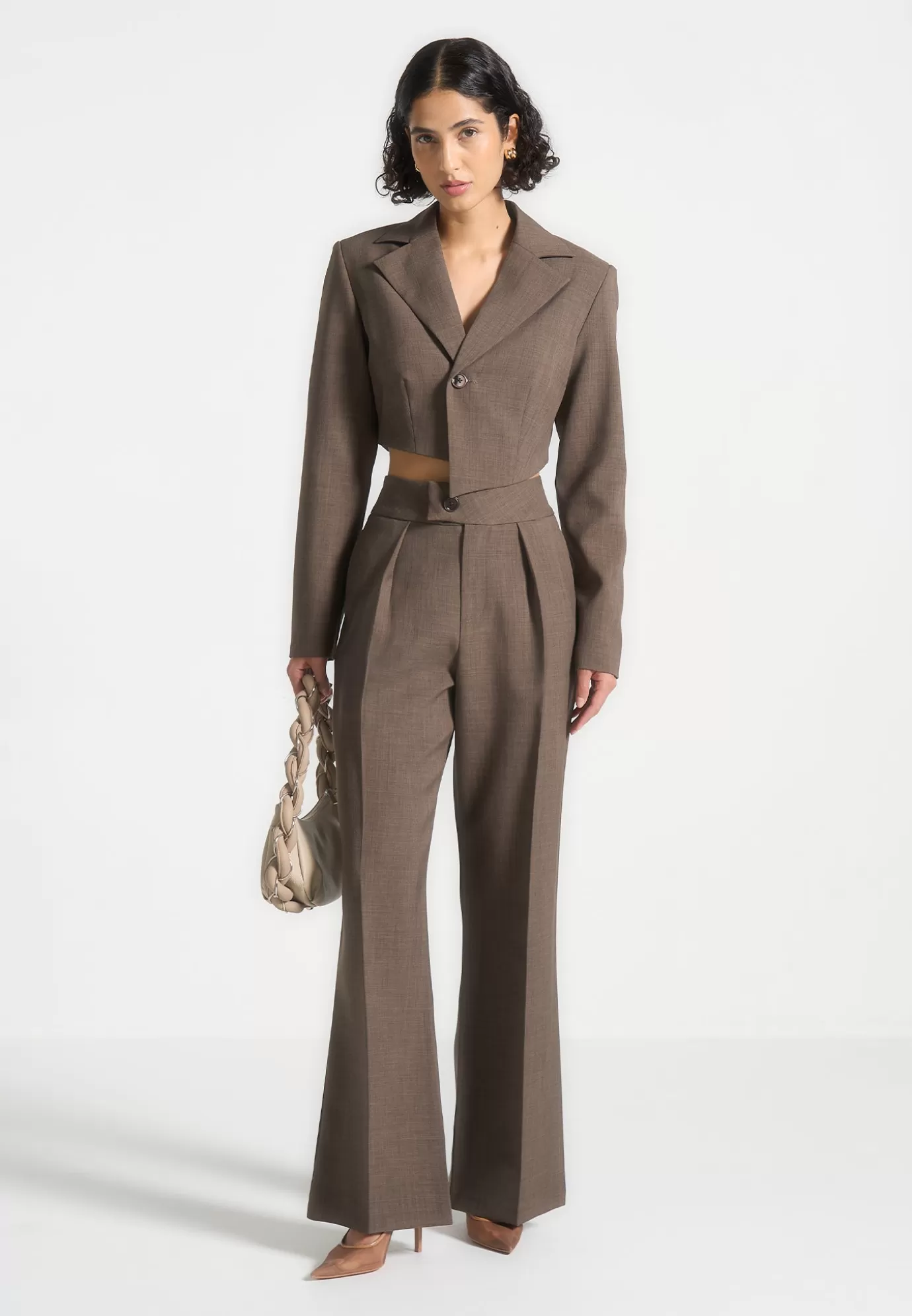 Outlet Asymmetric Tailored Cropped Blazer - Dark Blazers & Waistcoats