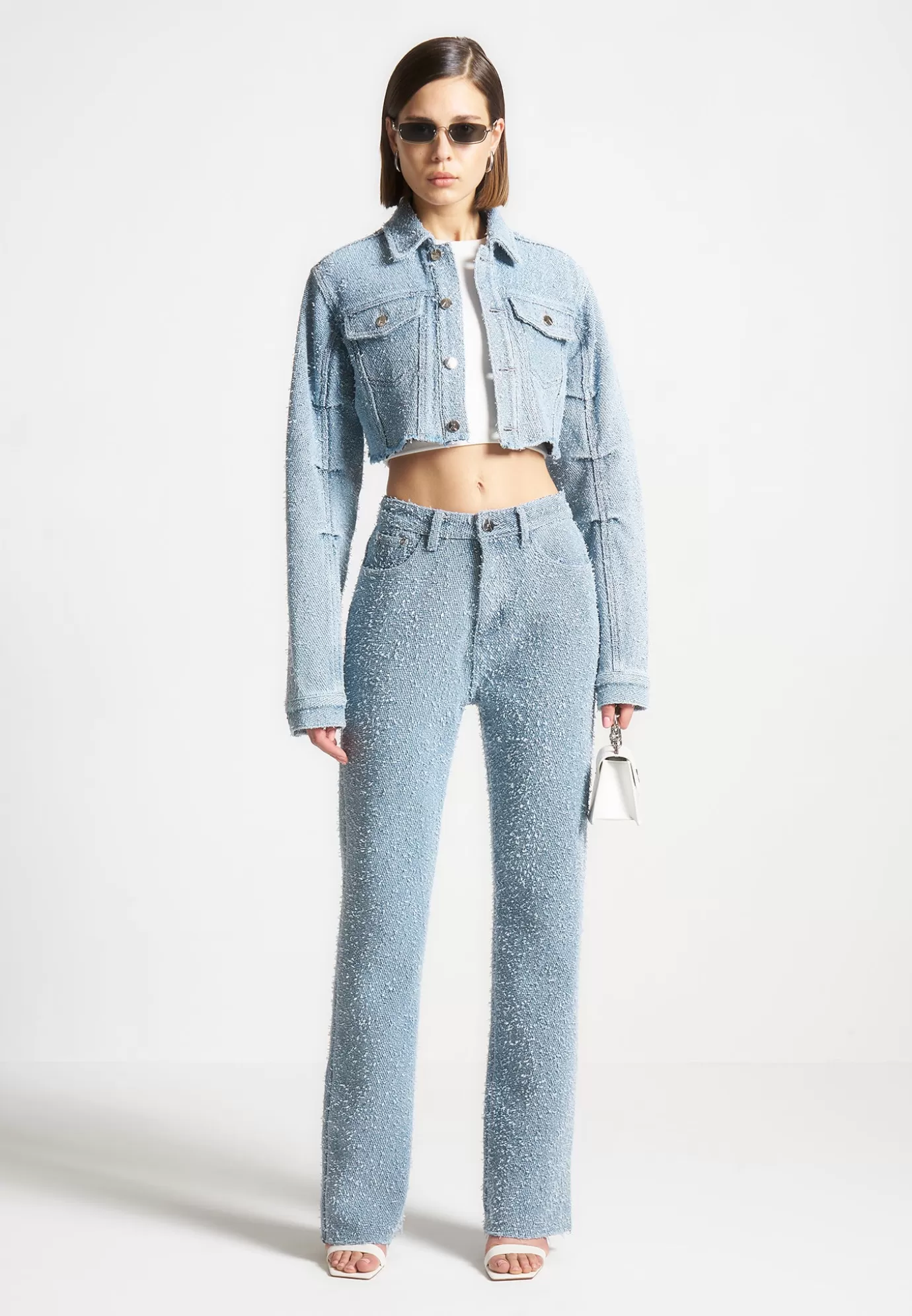 Hot Boucle Denim Boyfriend Jeans - Light Casual Trousers