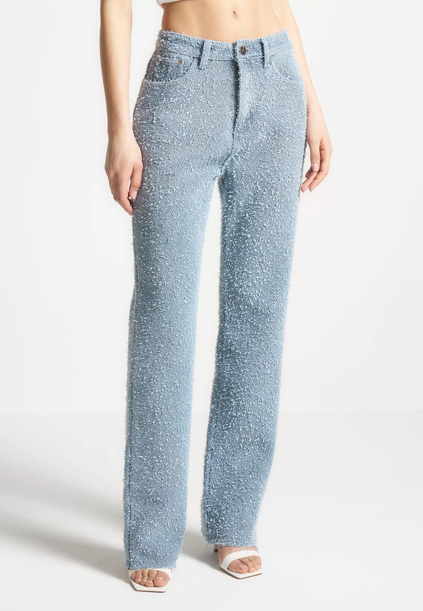 Hot Boucle Denim Boyfriend Jeans - Light Casual Trousers