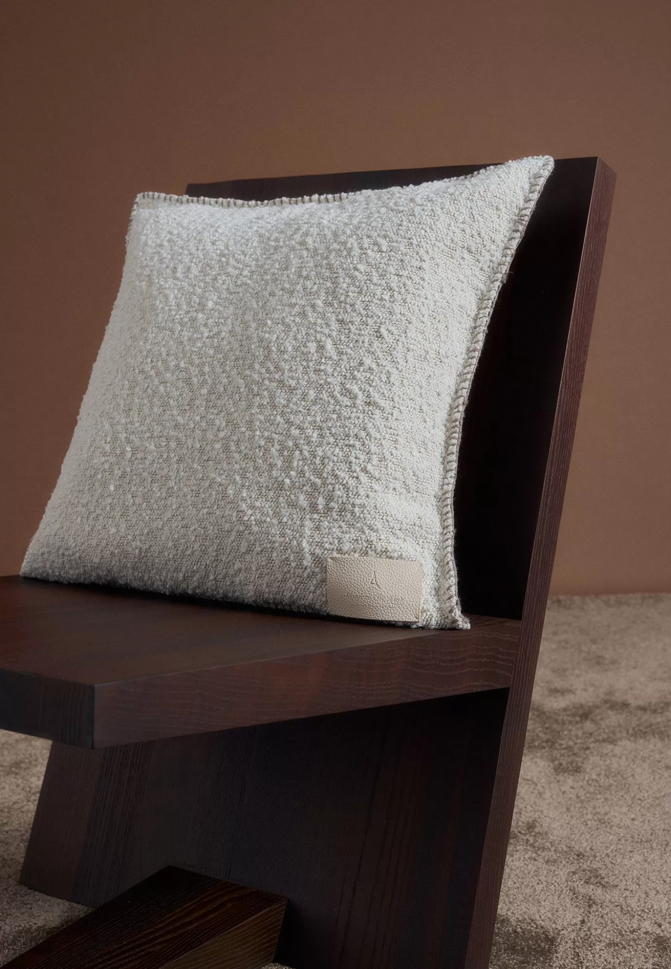 Discount Boucle u0026 Whipstitch Reversible Cushion - Brown/ Lifestyle