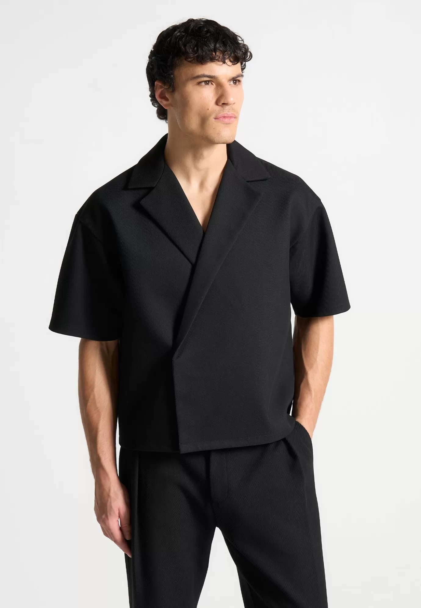 Clearance Boxy Twill Double Breasted Shirt - Formal Co-ords