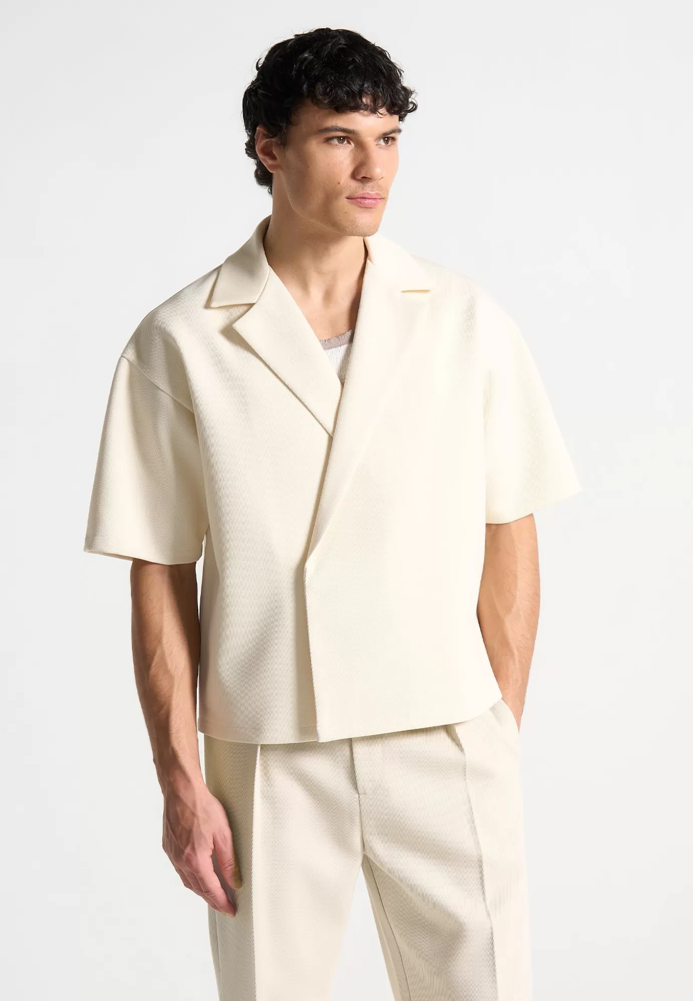 Sale Boxy Twill Double Breasted Shirt - Formal Co-ords