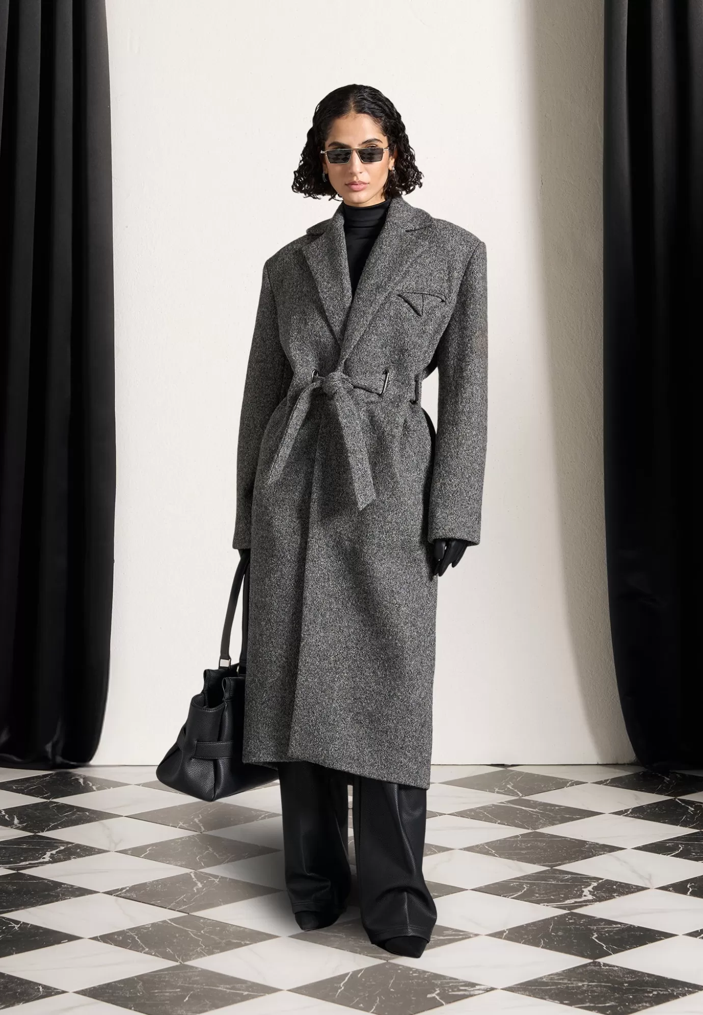 Cheap Boxy Wool Belted Coat - Outerwear