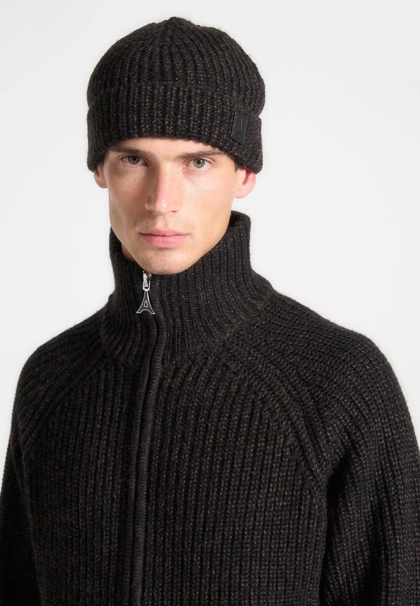 Outlet Brushed Wool Beanie Hat - Knitwear