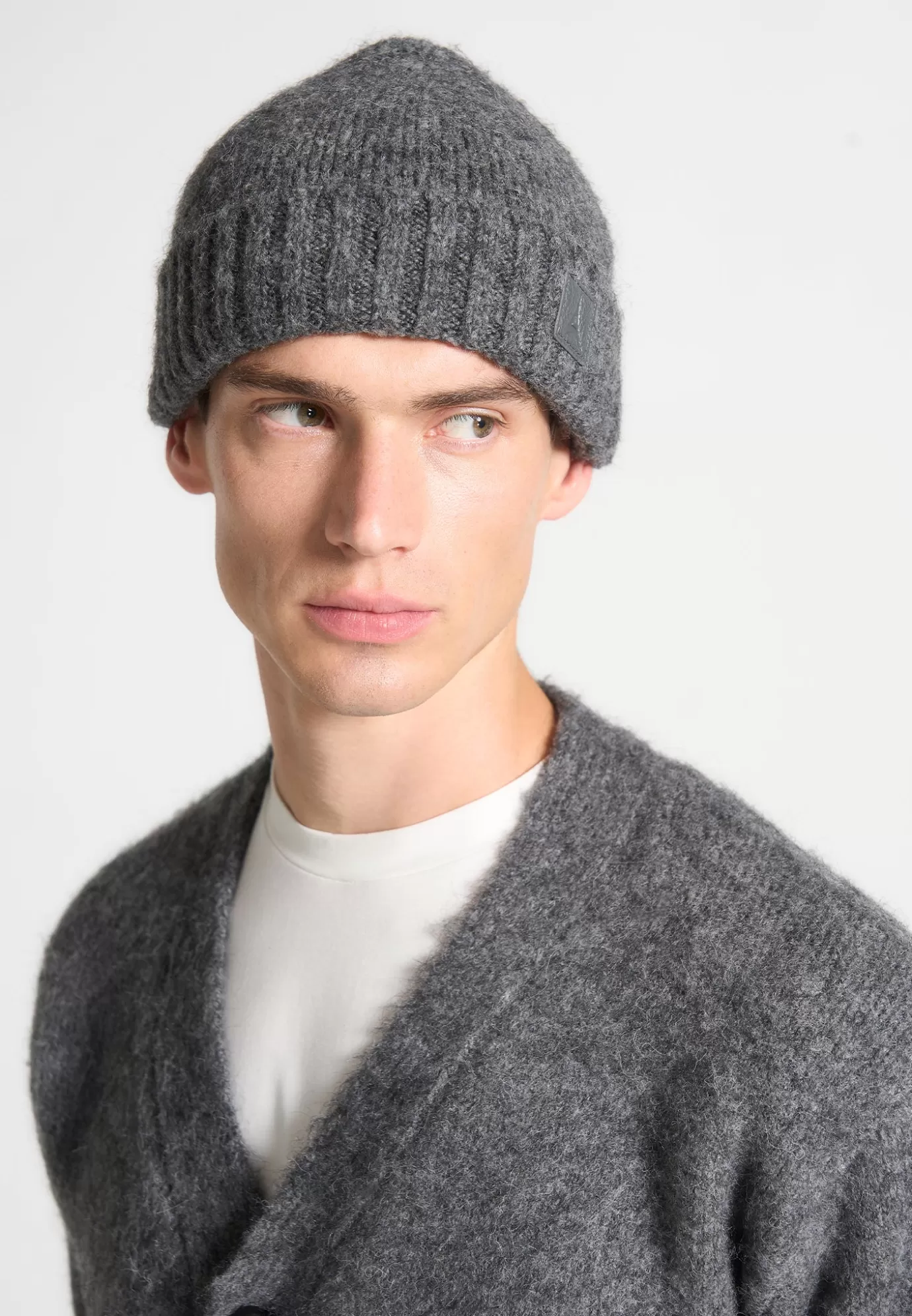 New Brushed Wool Knit Beanie - Grey Winter Accessories