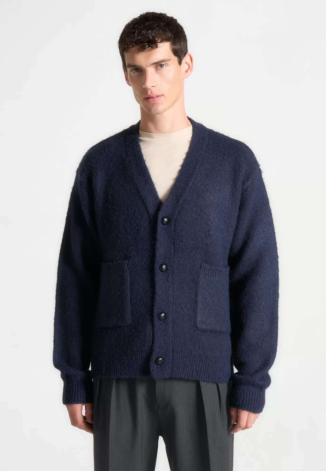 Discount Brushed Wool Knit Cardigan - Knitwear