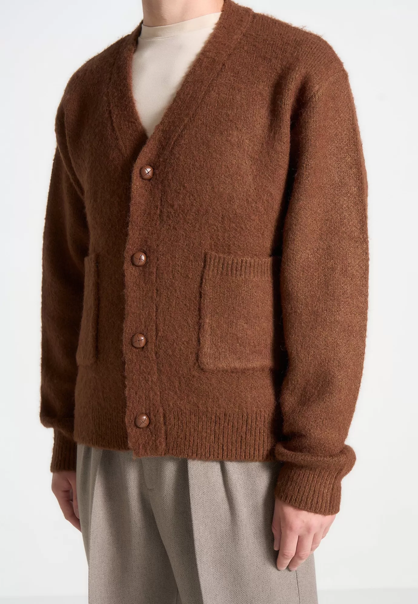 Hot Brushed Wool Knit Cardigan - Knitwear