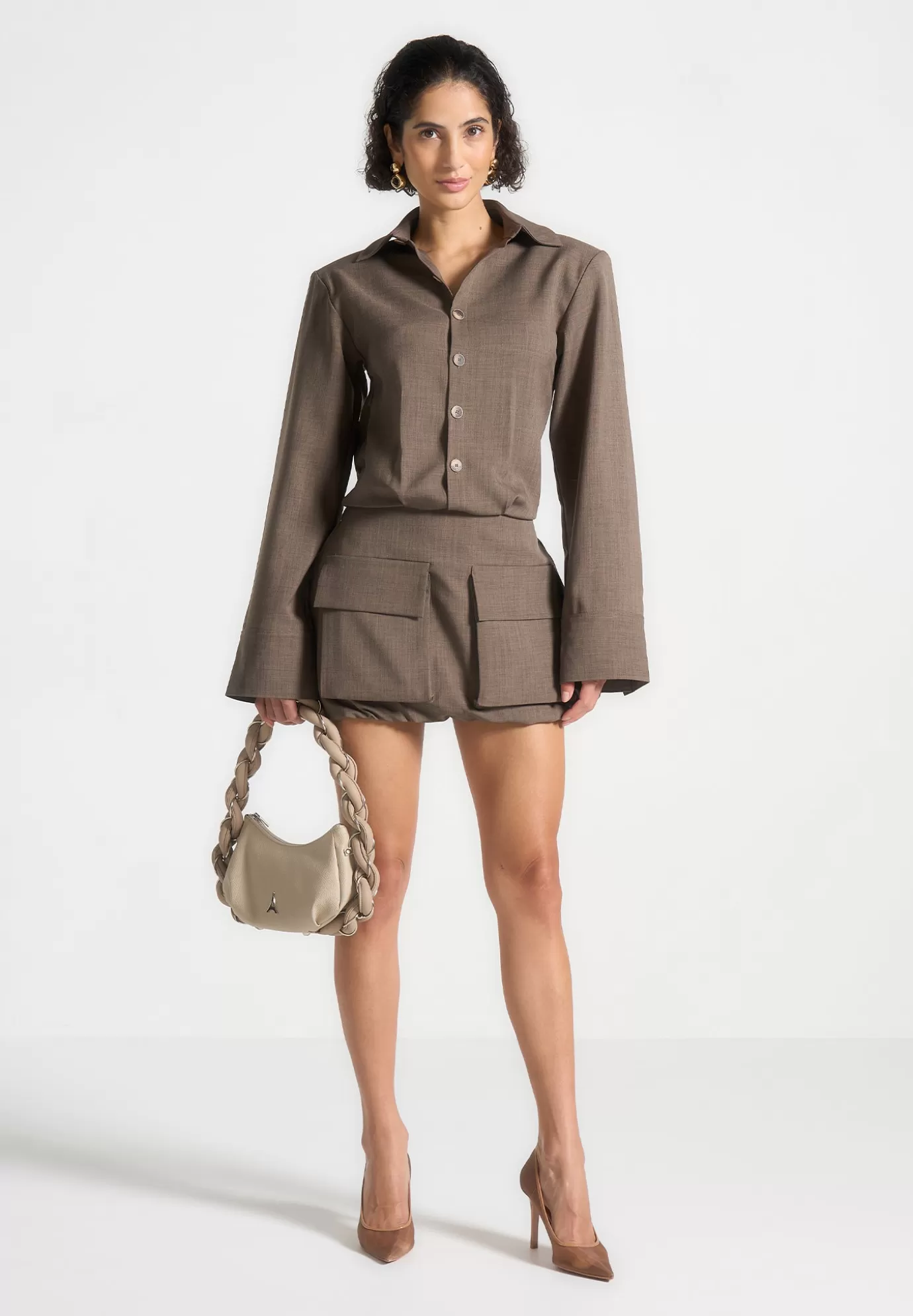 Best Cargo Shirt Mini Dress - Dark Dresses