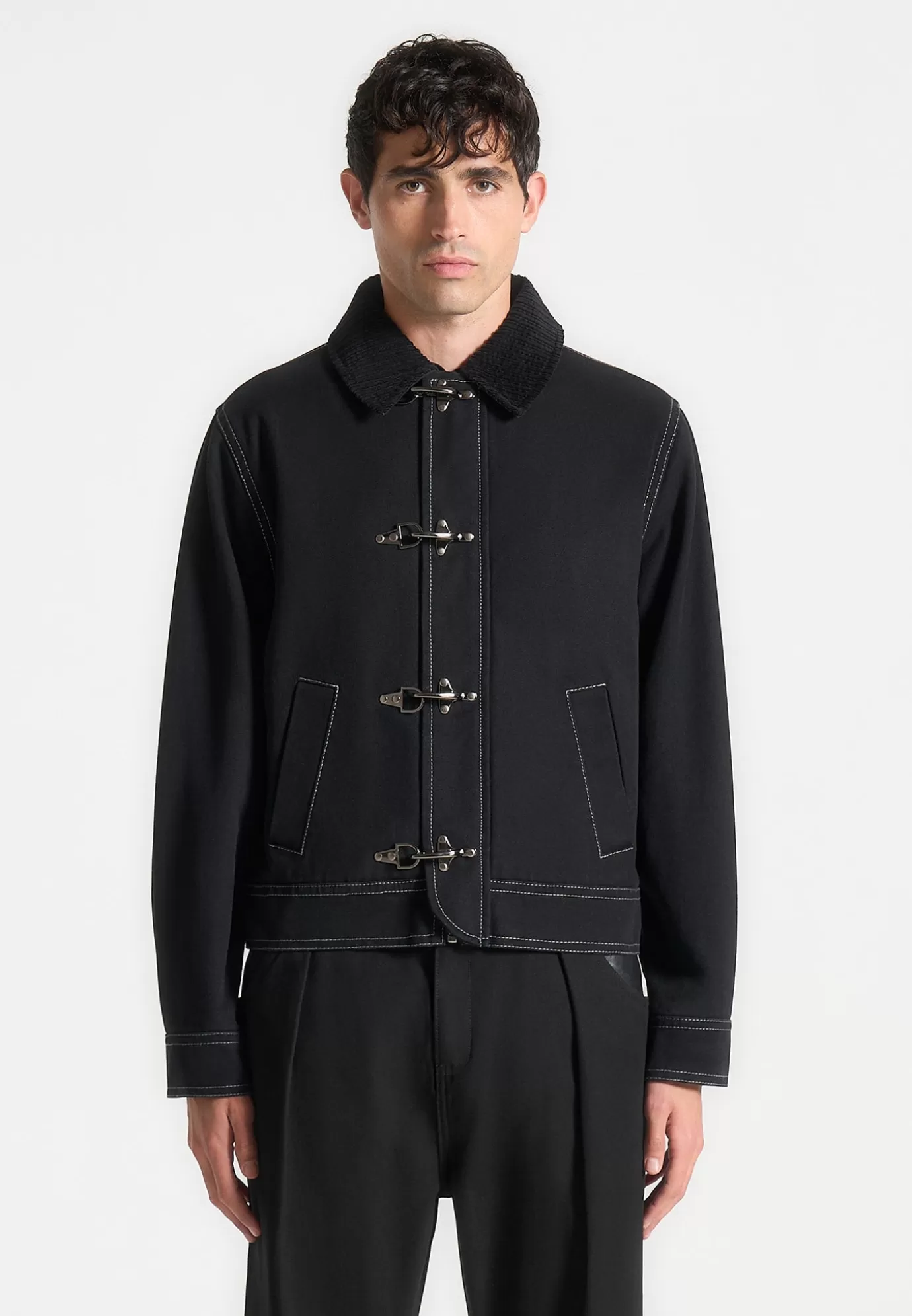 Flash Sale Clasp Detail Contrast Stitch Gabardine Jacket - Jackets