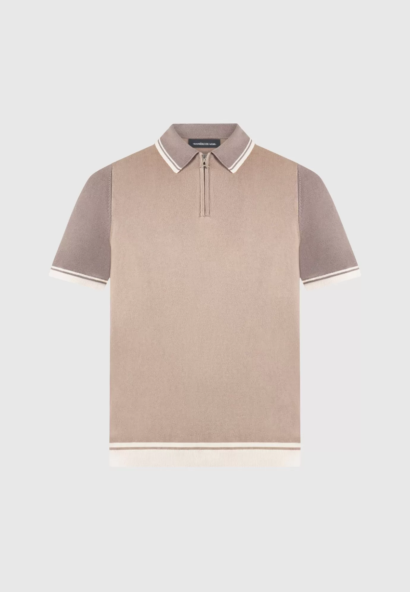 Outlet Colour Block Zip Polo Shirt - Polo Tops