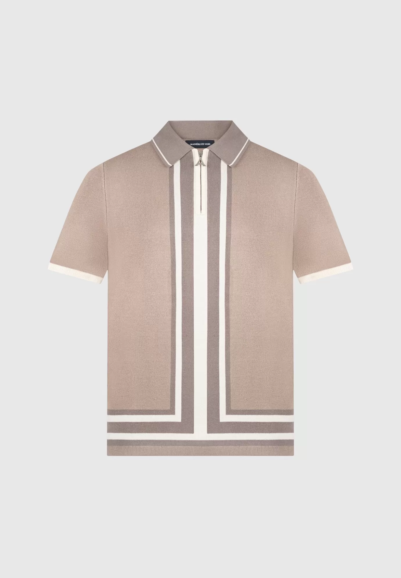 Sale Contrast Border Knit Zip Polo Shirt - Polo Tops