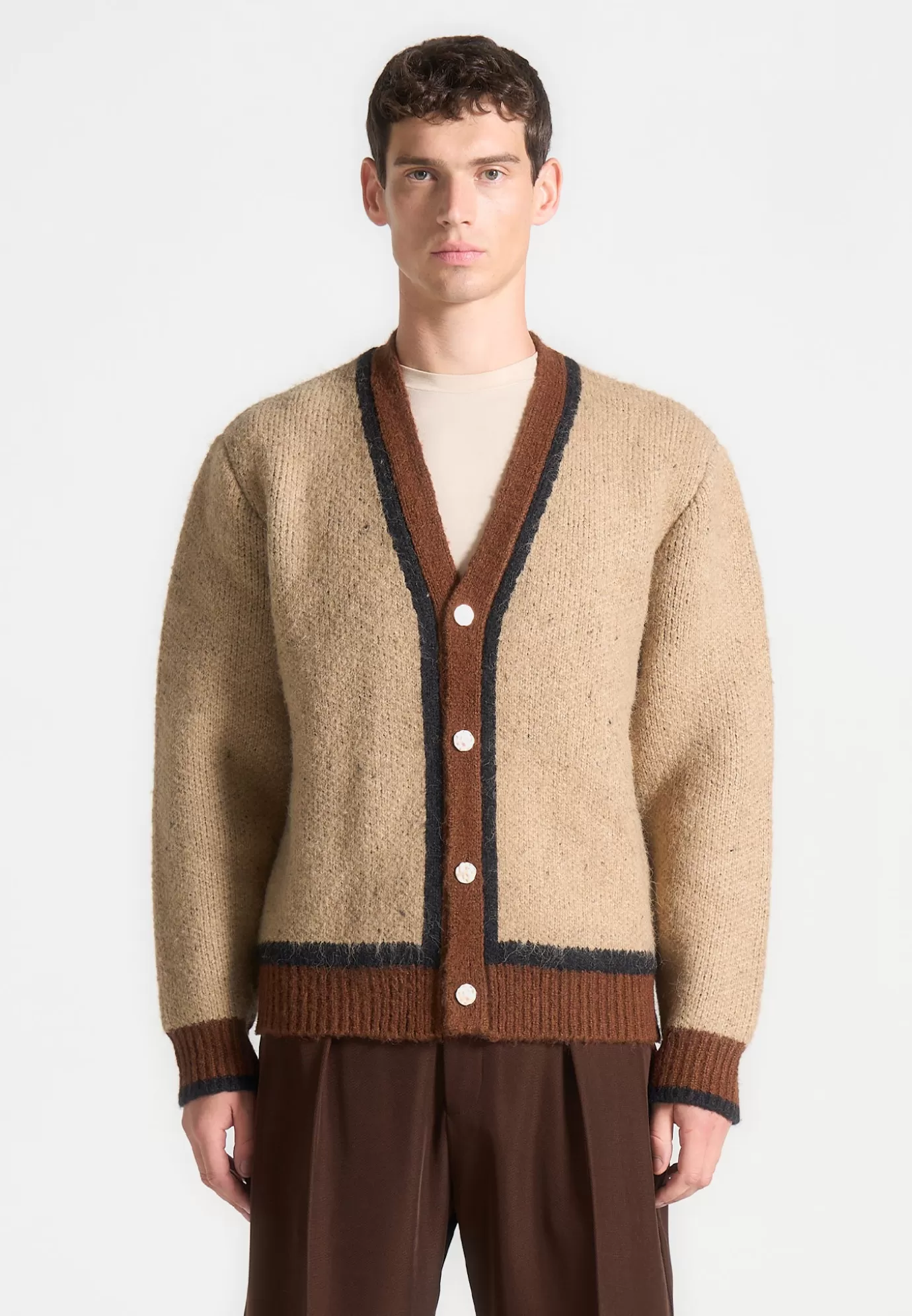 Shop Contrast Knit Cardigan - Knitwear