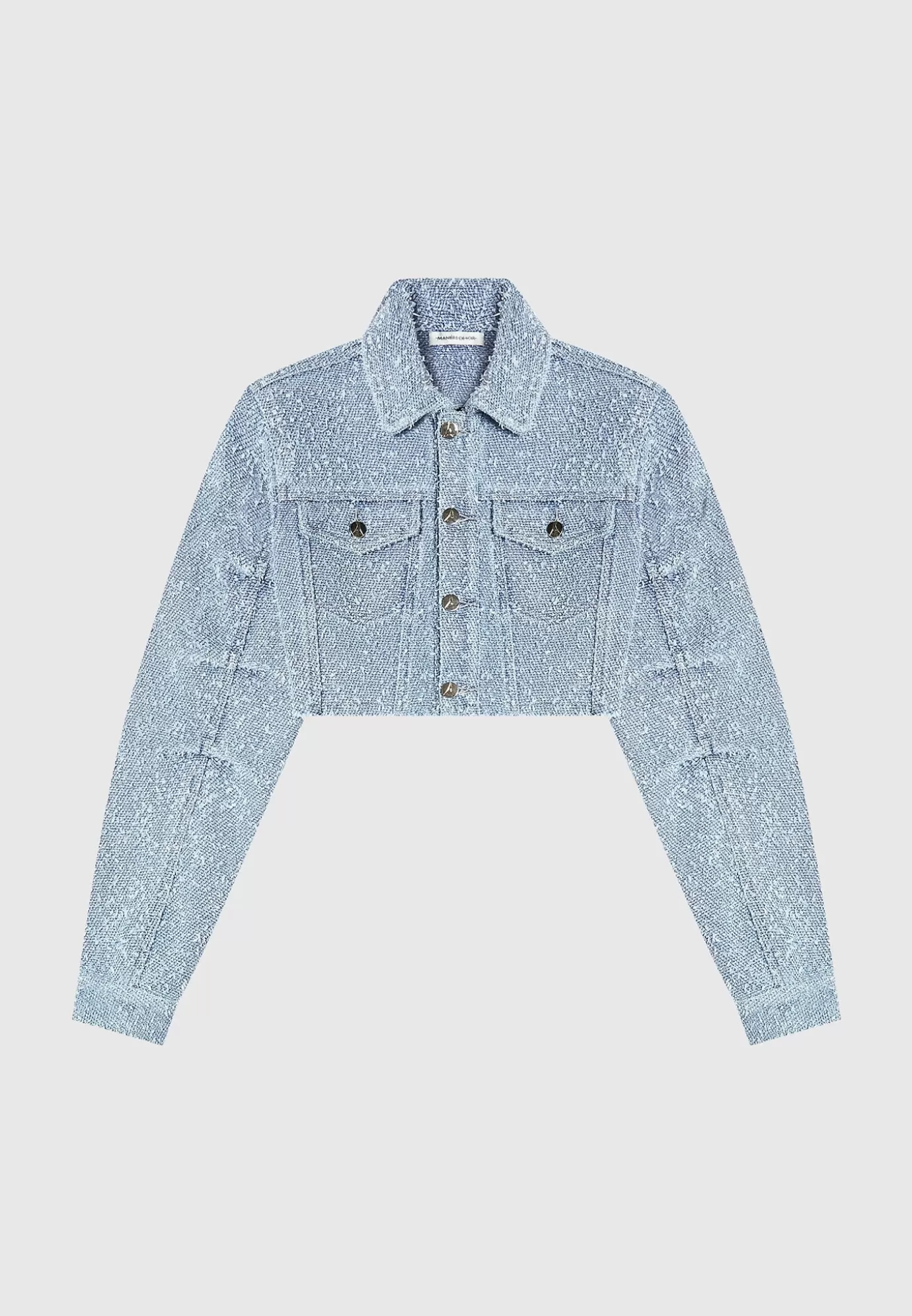 New Cropped Boucle Denim Jacket - Mid Casual Jackets