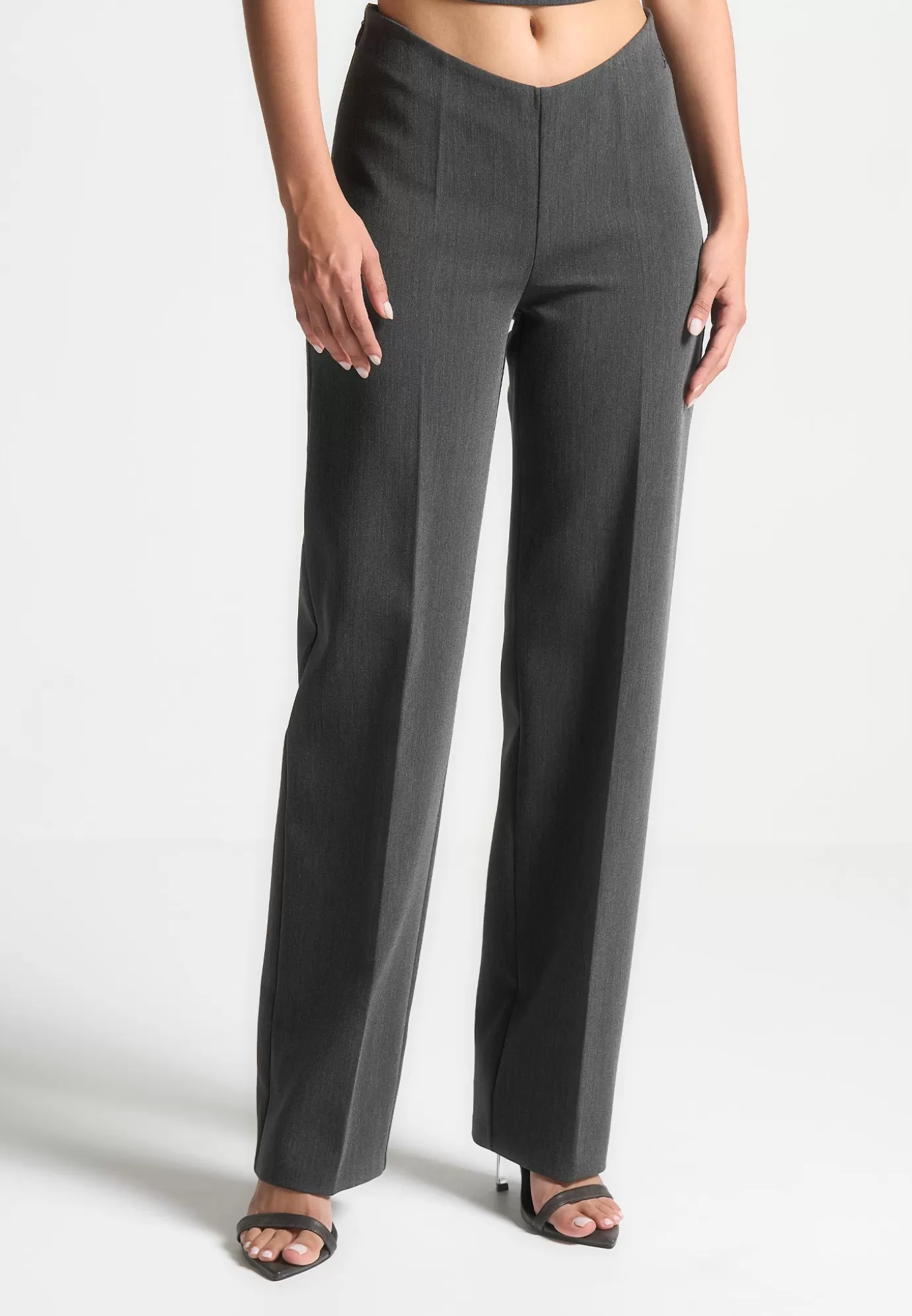 Sale Curved Waist Tailored Trousers - Dark Matching Sets