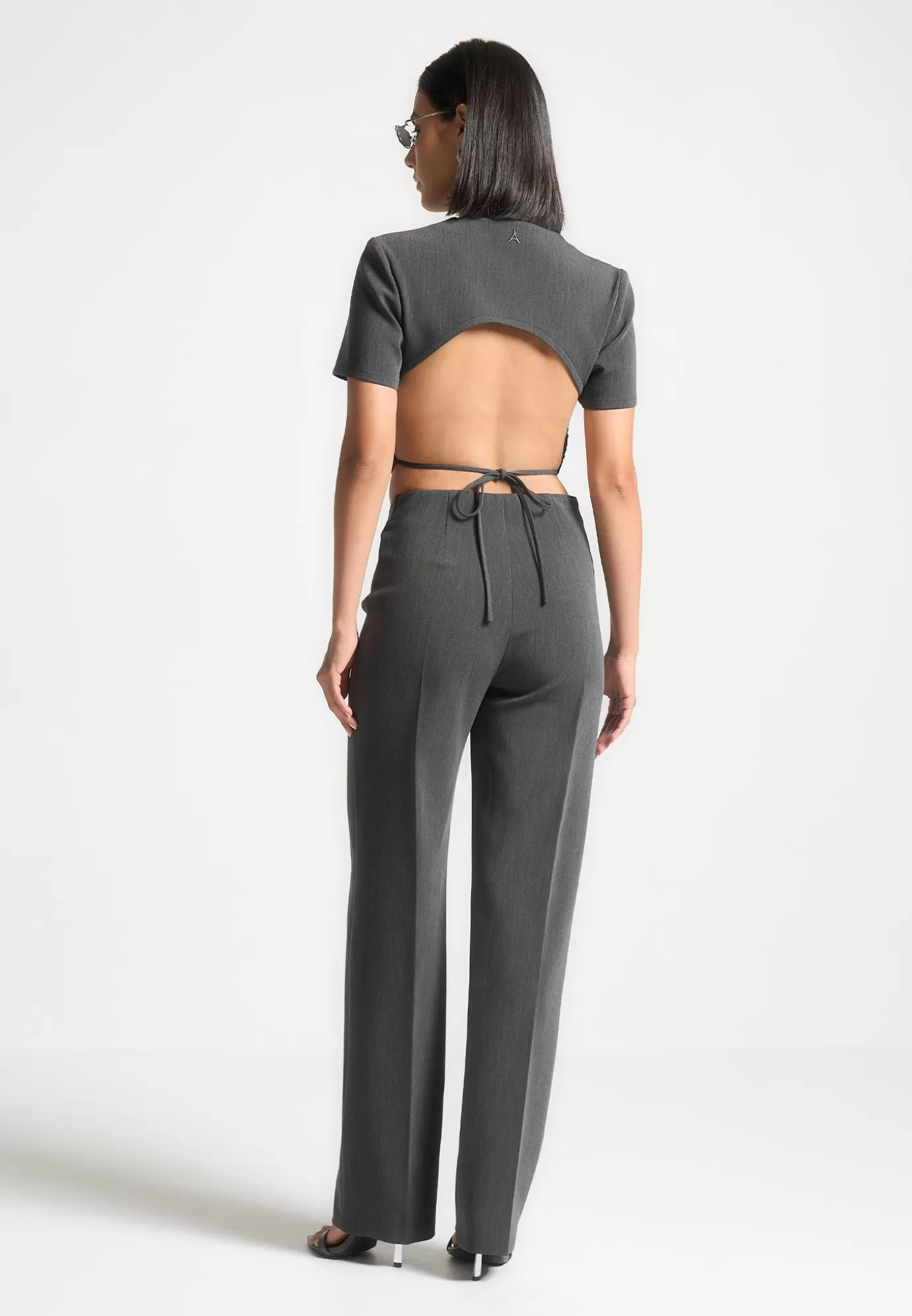 Sale Curved Waist Tailored Trousers - Dark Matching Sets