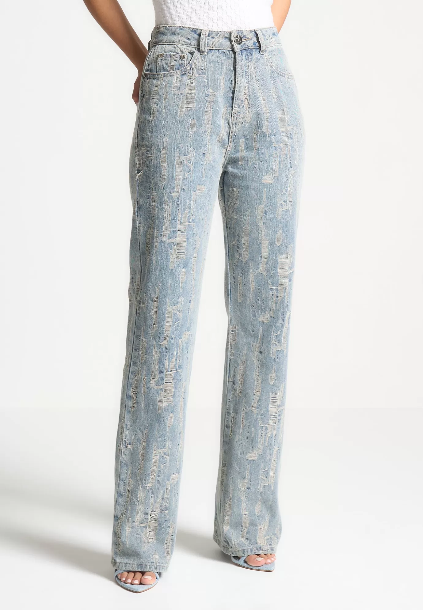 New Distressed Boyfriend Jeans - Mid Matching Sets