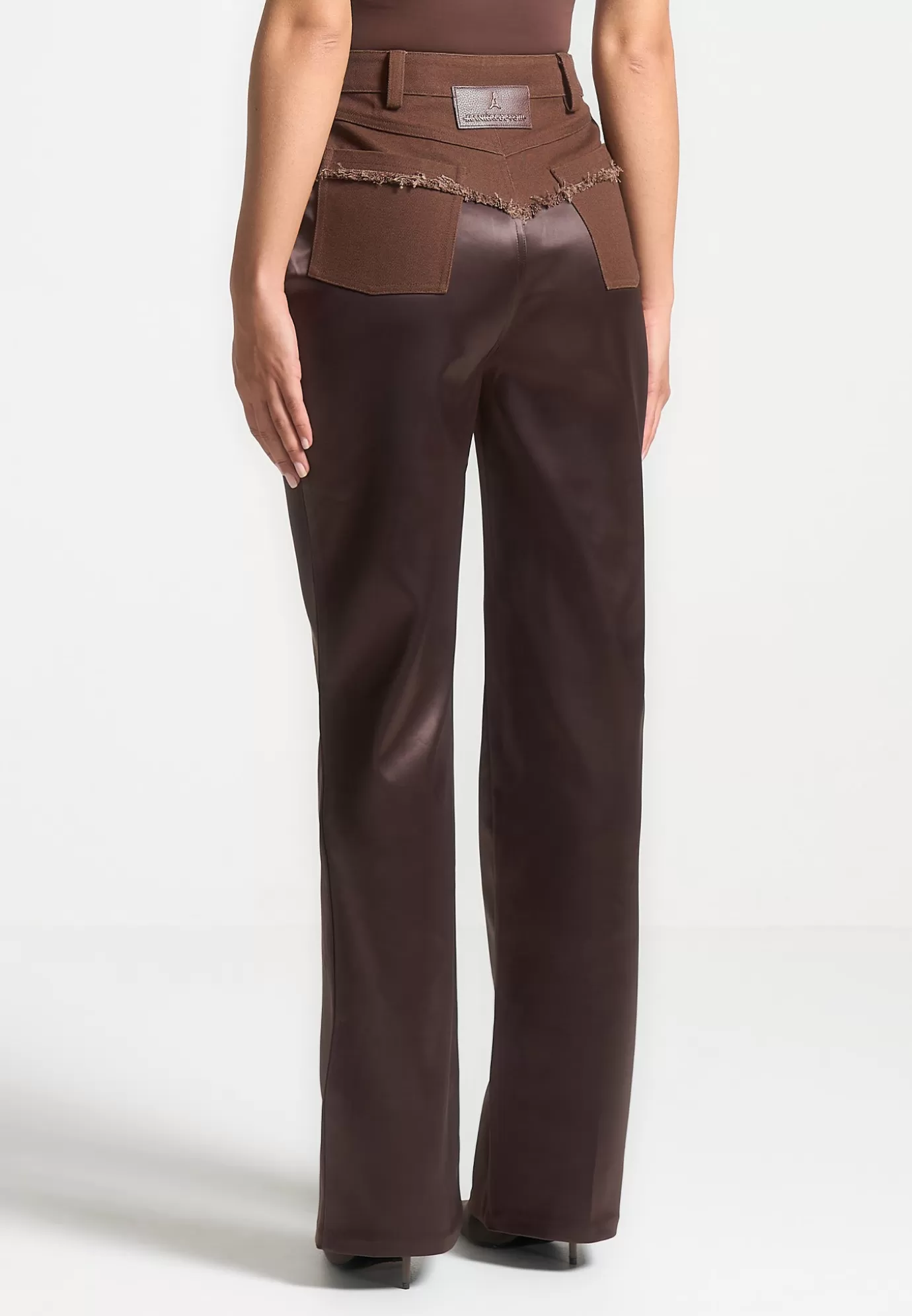 Online Distressed Drill u0026 Satin Trousers - Casual Trousers