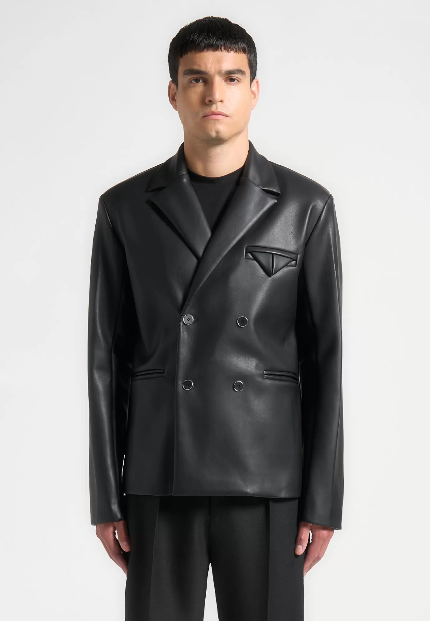 Clearance Double Breasted Leather Suit Jacket - Suits