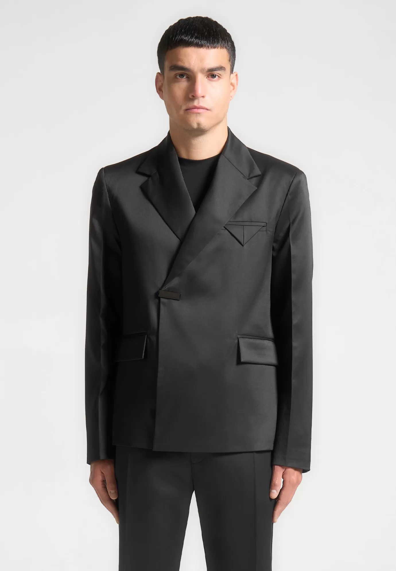 New Double Breasted Satin Suit Jacket - Suits