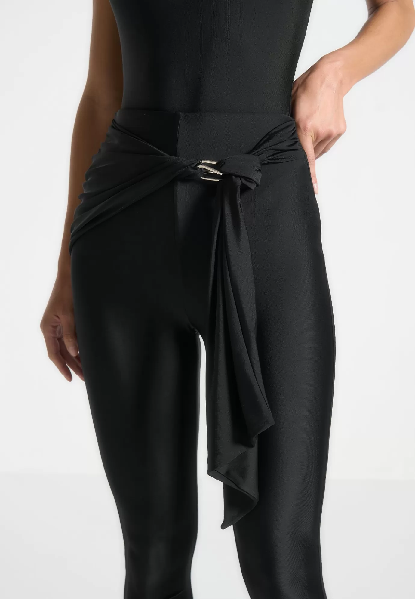 Outlet Draped Hardware Detail Leggings - Leggings