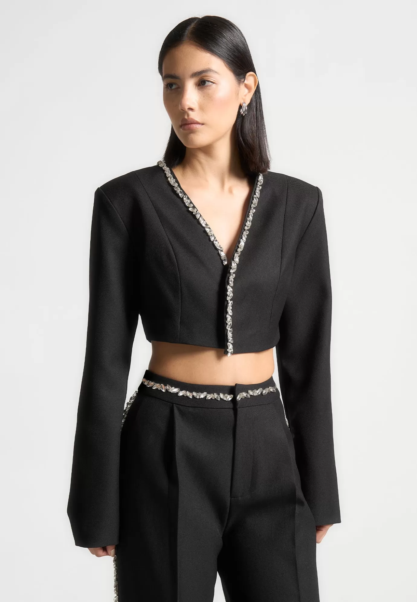 Best Embellished Cropped Blazer - Blazers & Waistcoats