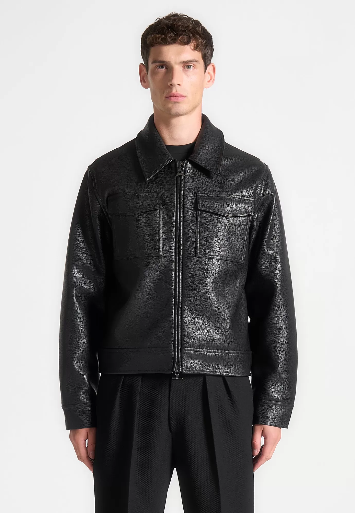 Online Grained Leather Jacket - Jackets