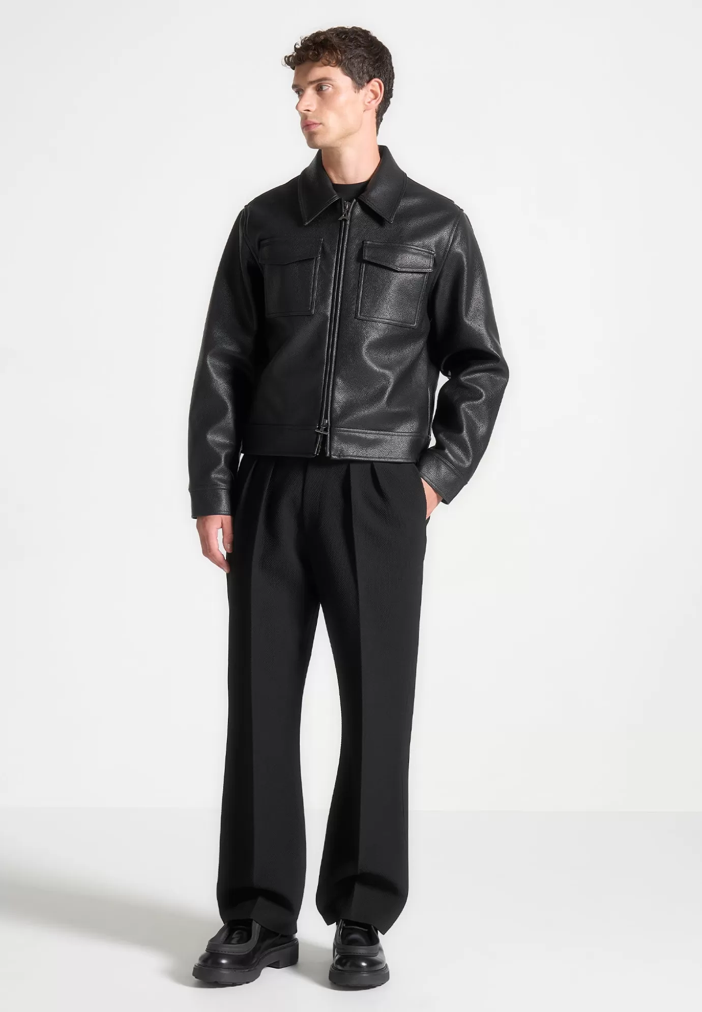 Online Grained Leather Jacket - Jackets