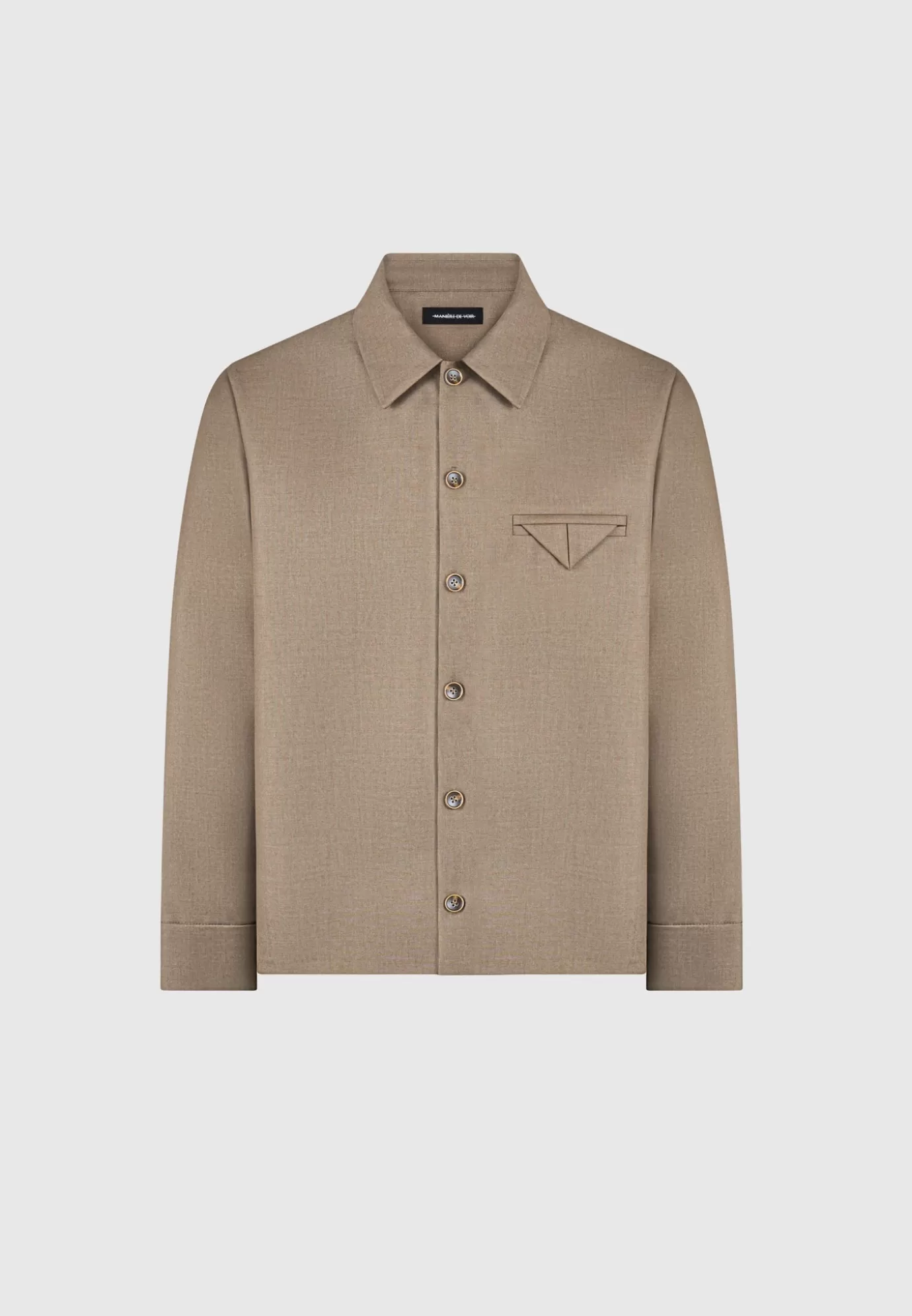 Outlet Hatched Tailored Long Sleeve Overshirt - Shirts