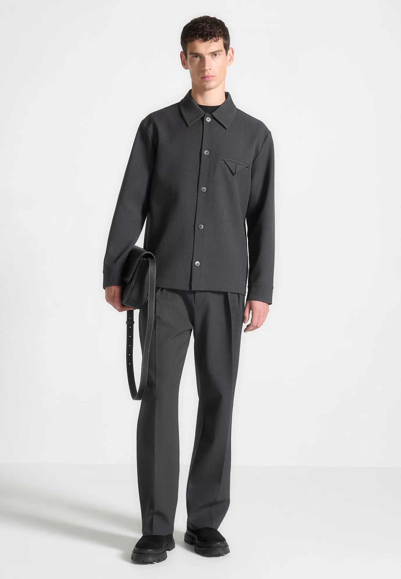 Outlet Hatched Tailored Overshirt - Formal Co-ords