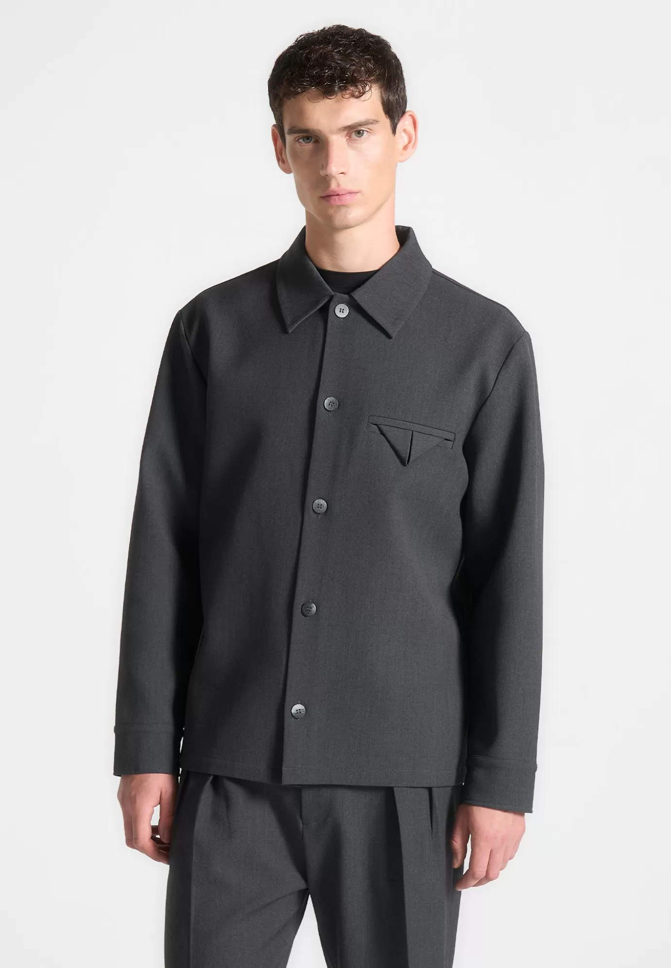 Outlet Hatched Tailored Overshirt - Formal Co-ords