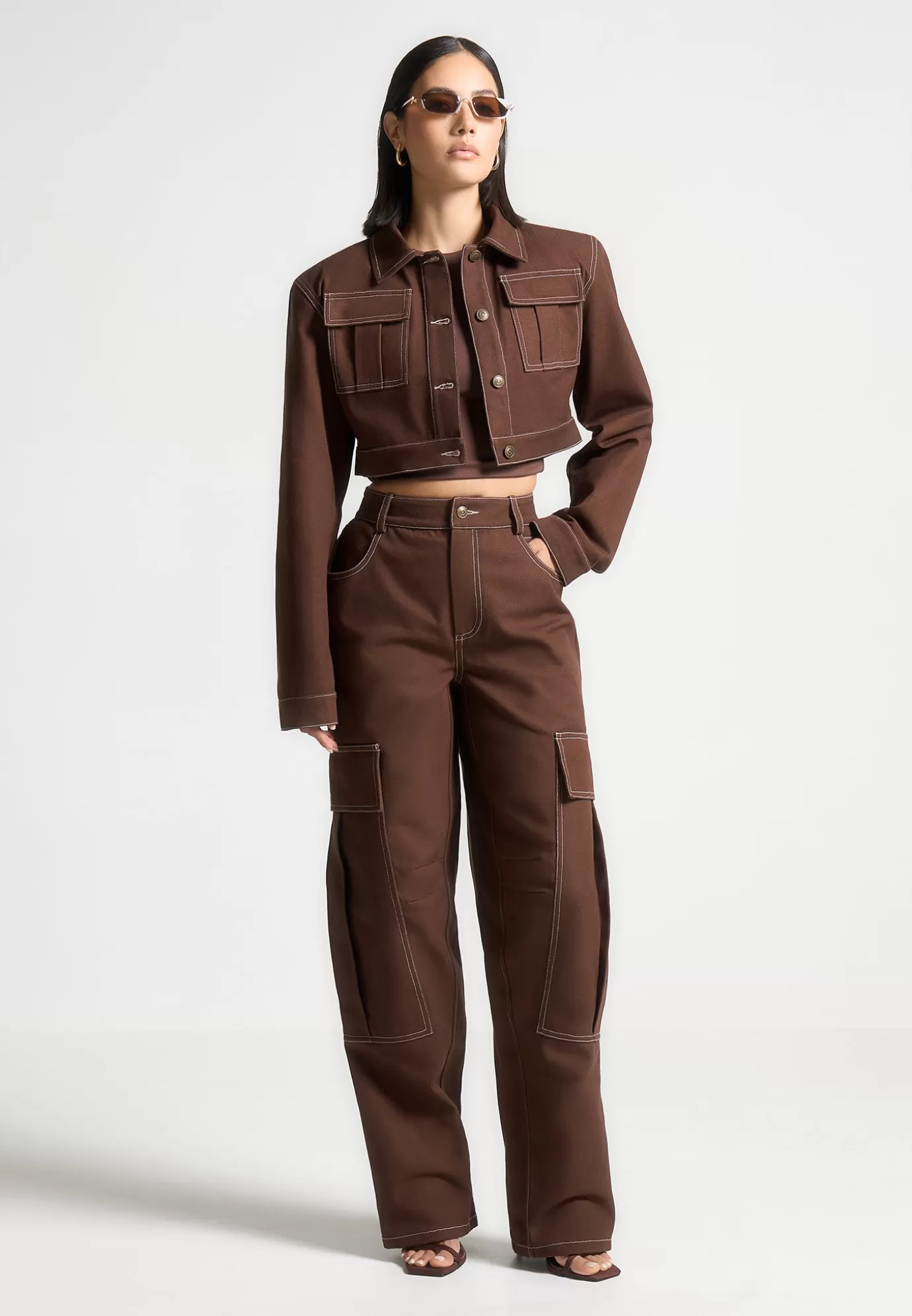 Discount High Rise Drill Cargo Pants - Matching Sets