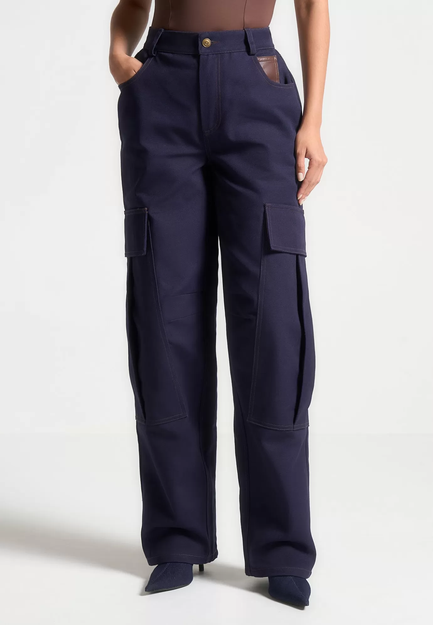 Clearance High Rise Drill Cargo Pants - Matching Sets