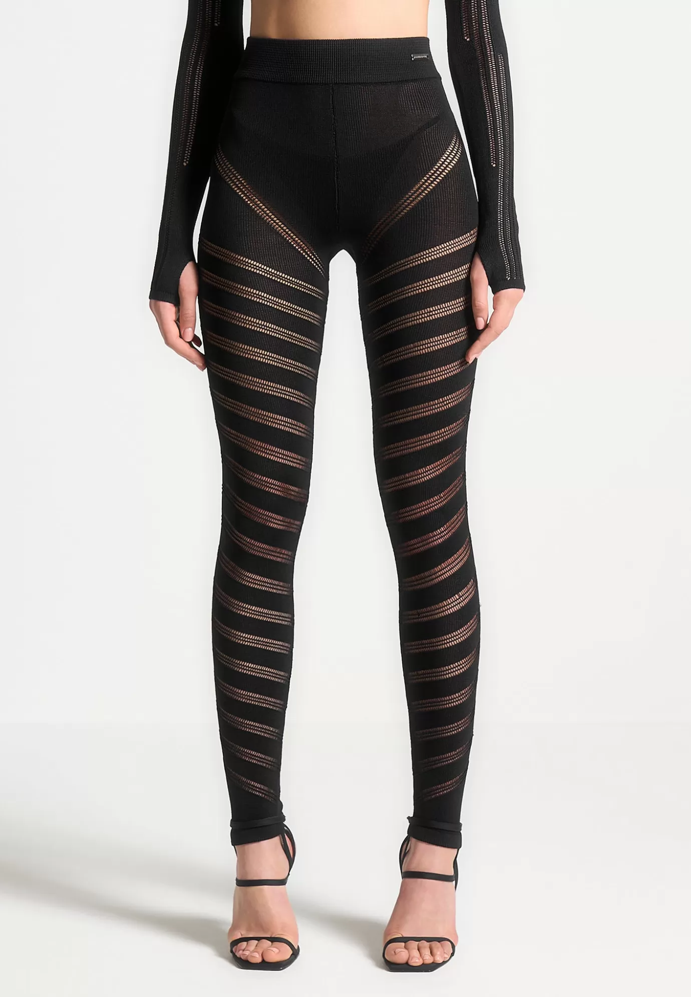 Shop High Waisted Knitted Spiral Contour Leggings - Matching Sets