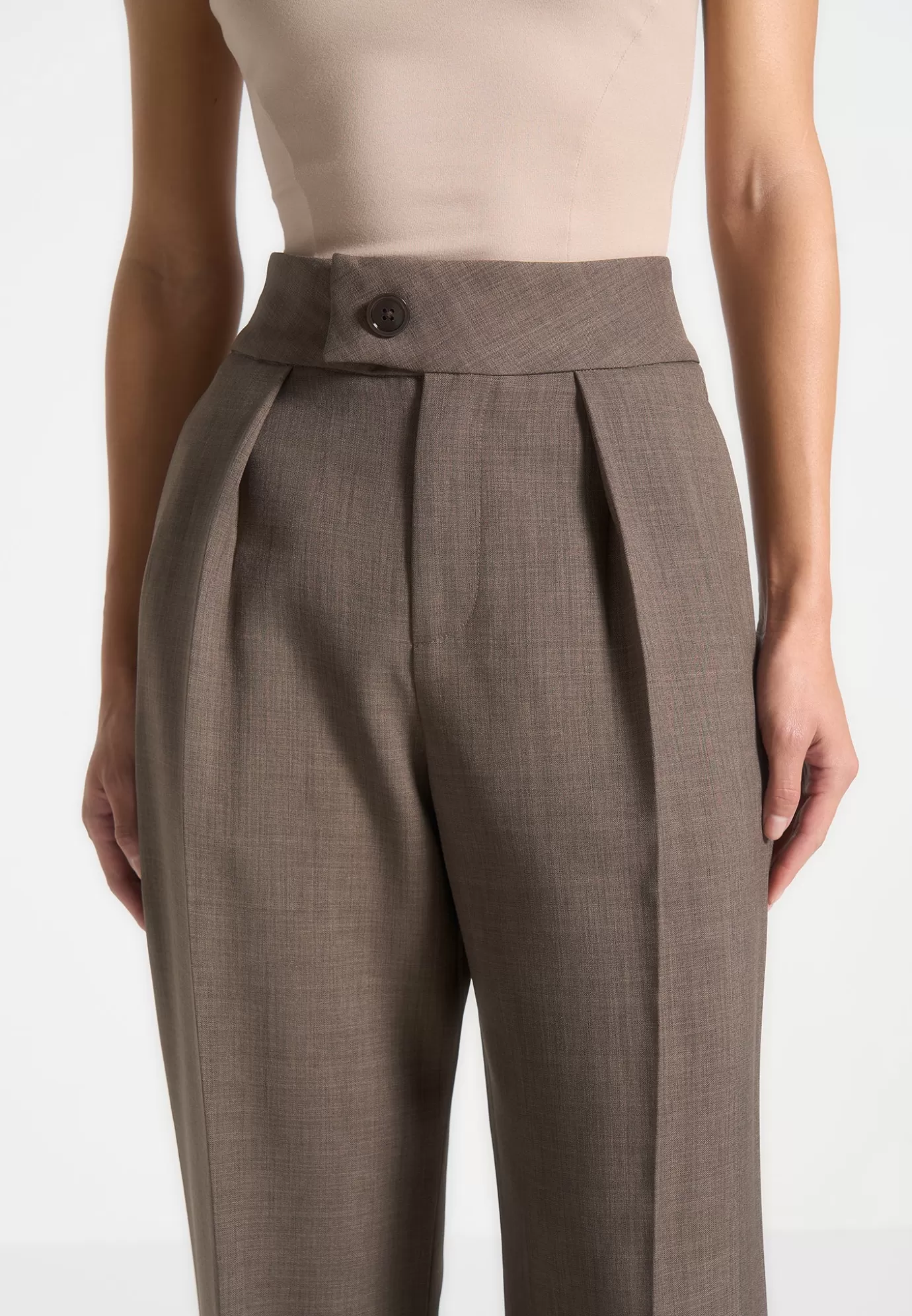 Outlet High Waisted Tailored Trousers - Dark Suits