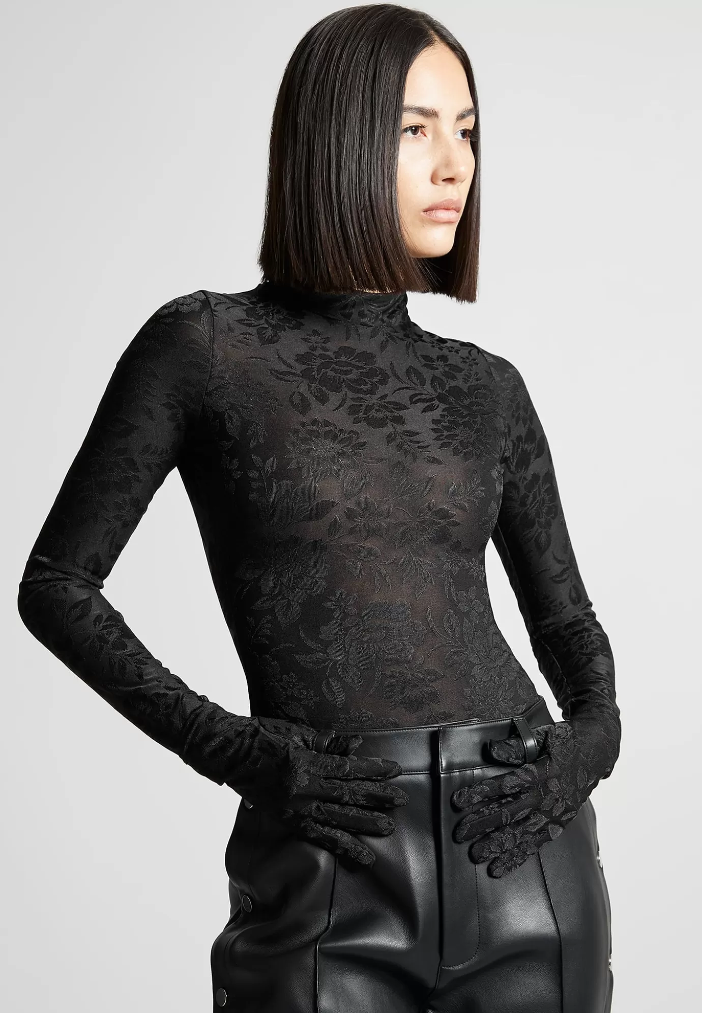 Clearance Jacquard Bodysuit with Gloves - Bodysuits