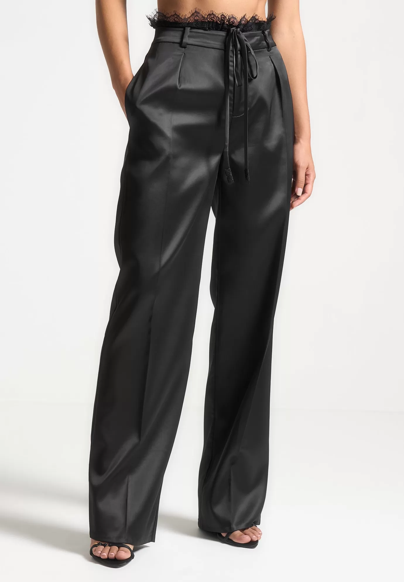 New Lace Waistband Satin Trousers - Formal Trousers