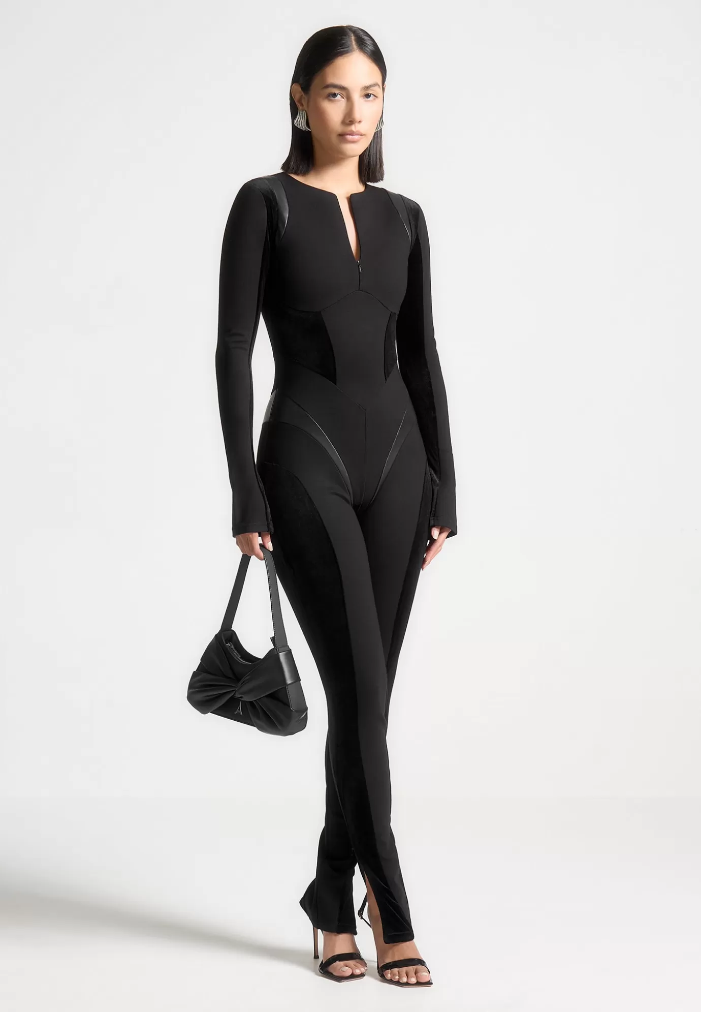 Cheap Leather and Bandage Contour Jumpsuit - Jumpsuits