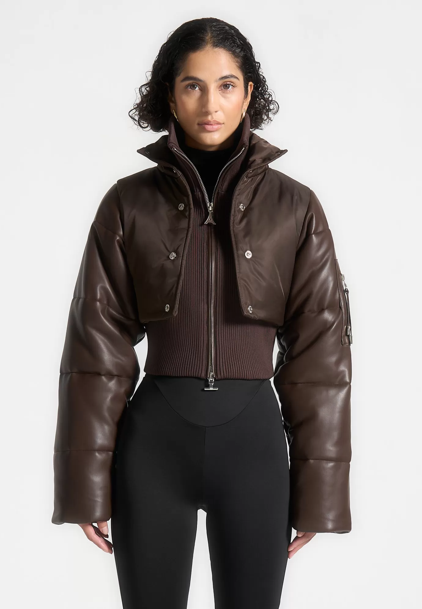 Store Leather and Nylon Layered Puffer Jacket - Outerwear