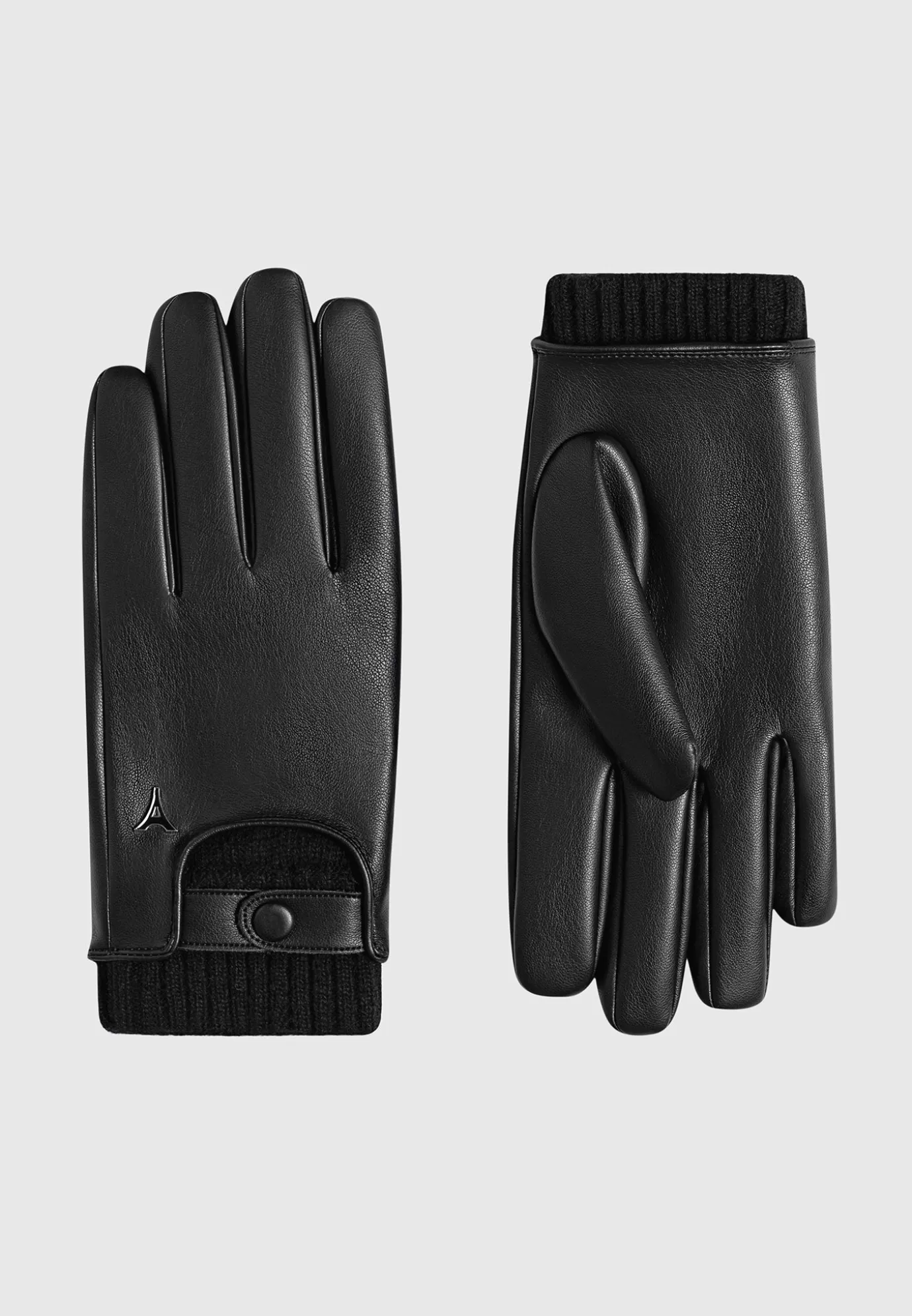 Cheap Leather and Ribbed Knit Gloves - Winter Accessories