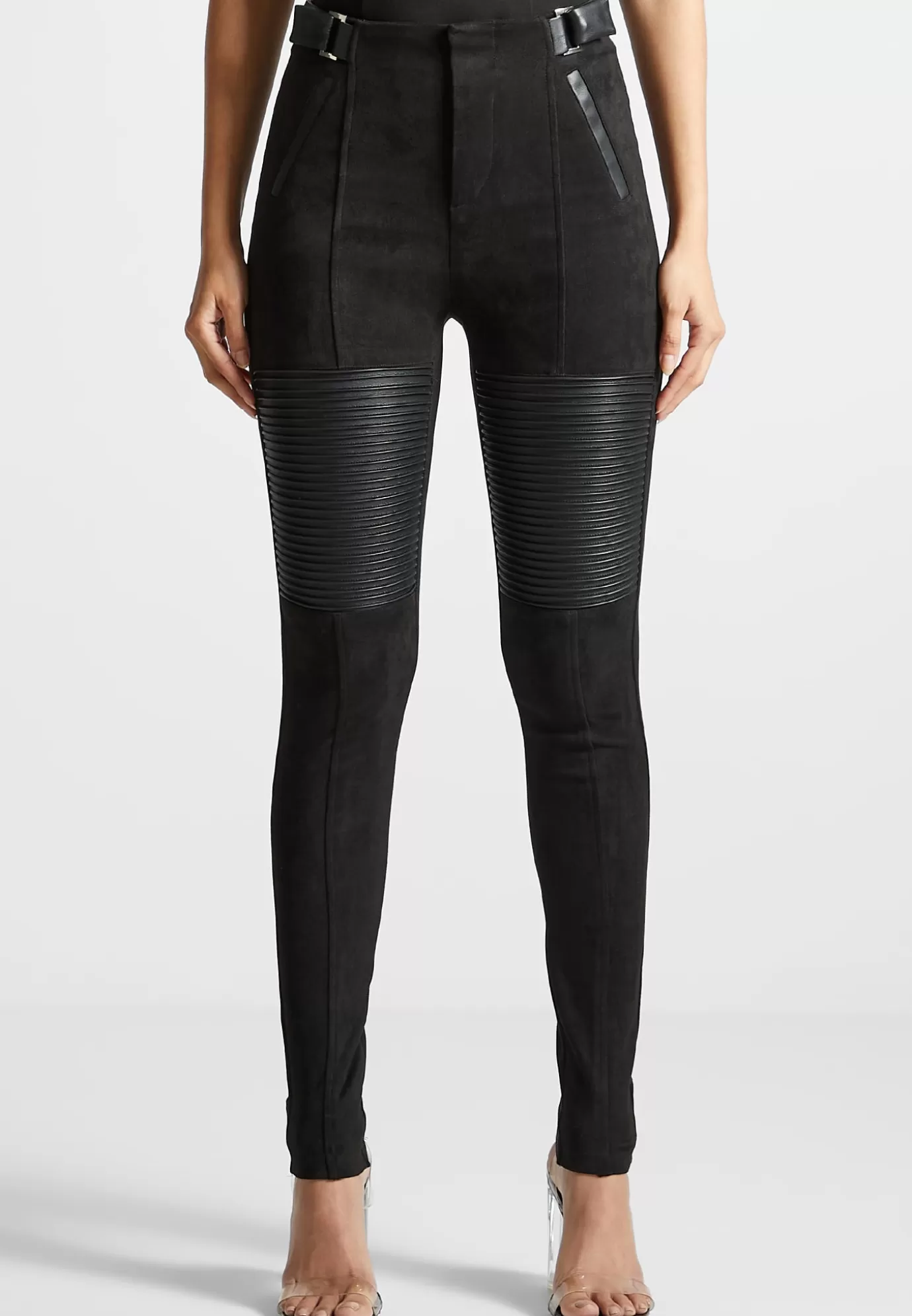 New Leather and Suede Ribbed Leggings - Leggings