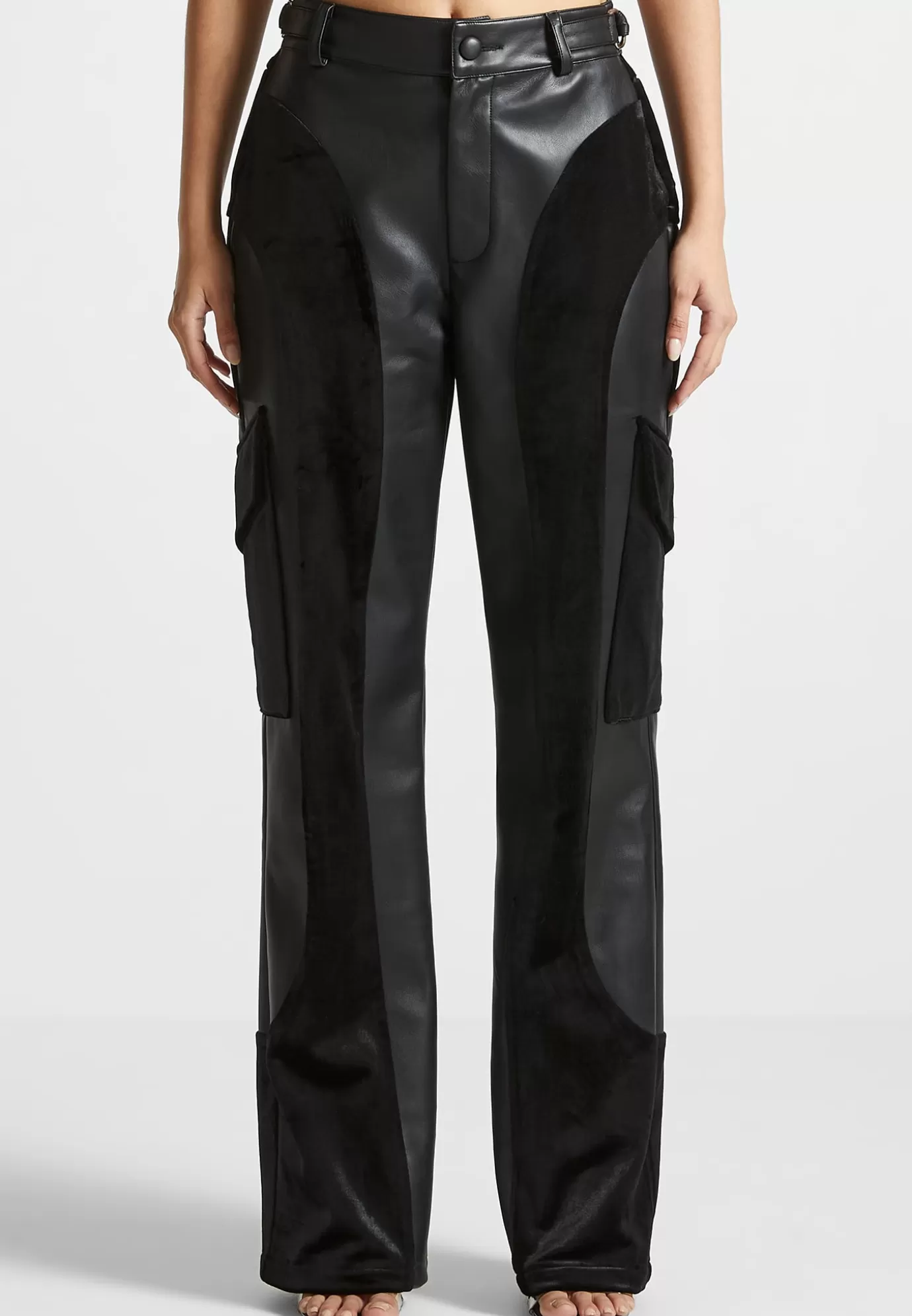 Shop Leather and Velvet Cargo Pants - Casual Trousers