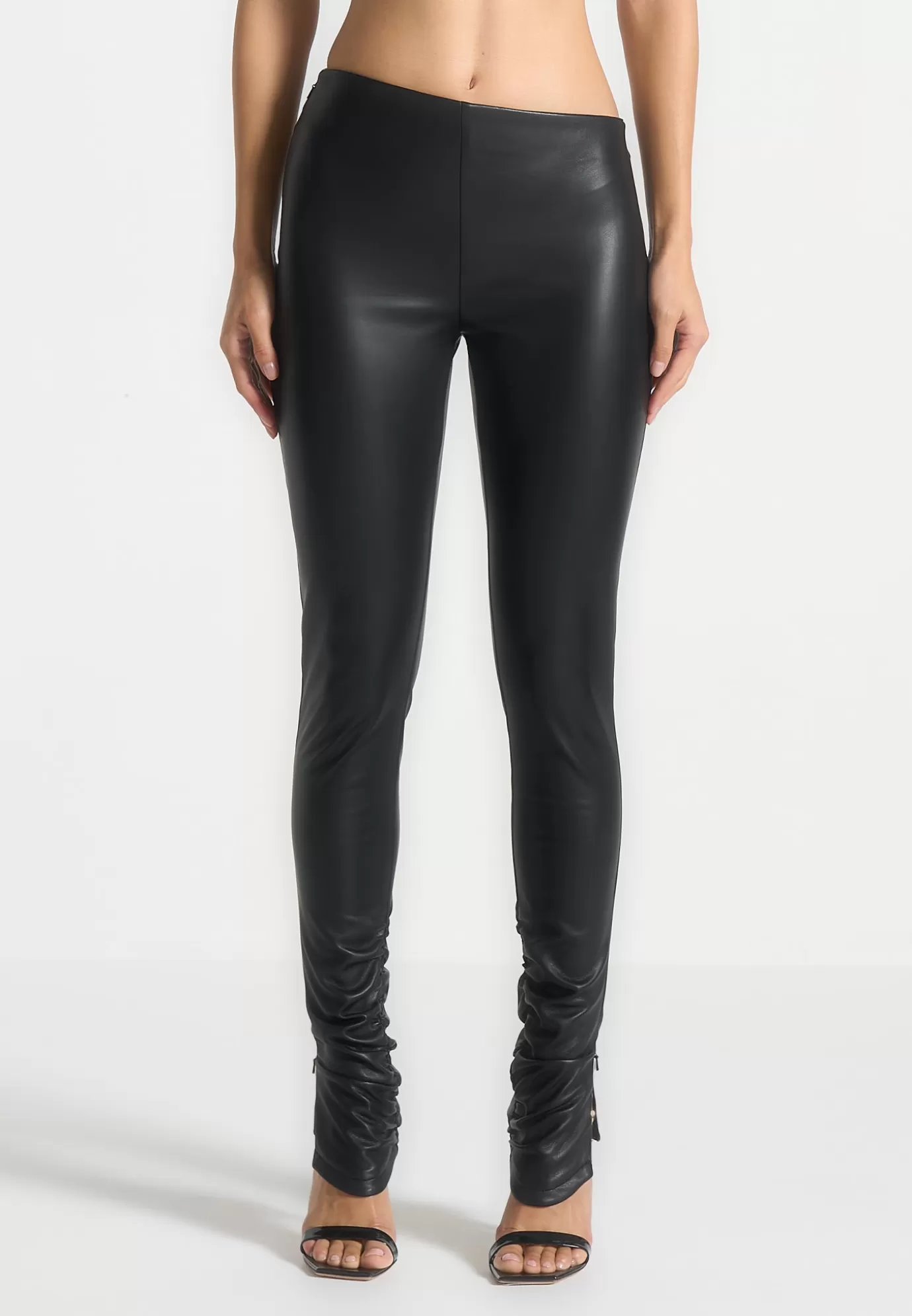 Cheap Leather Angled Waistband Leggings - Matching Sets