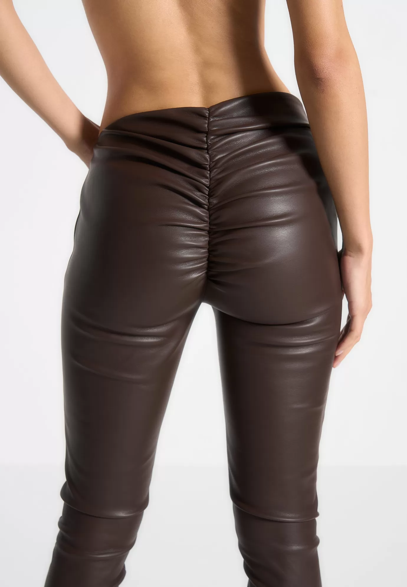 Online Leather Angled Waistband Leggings - Leggings