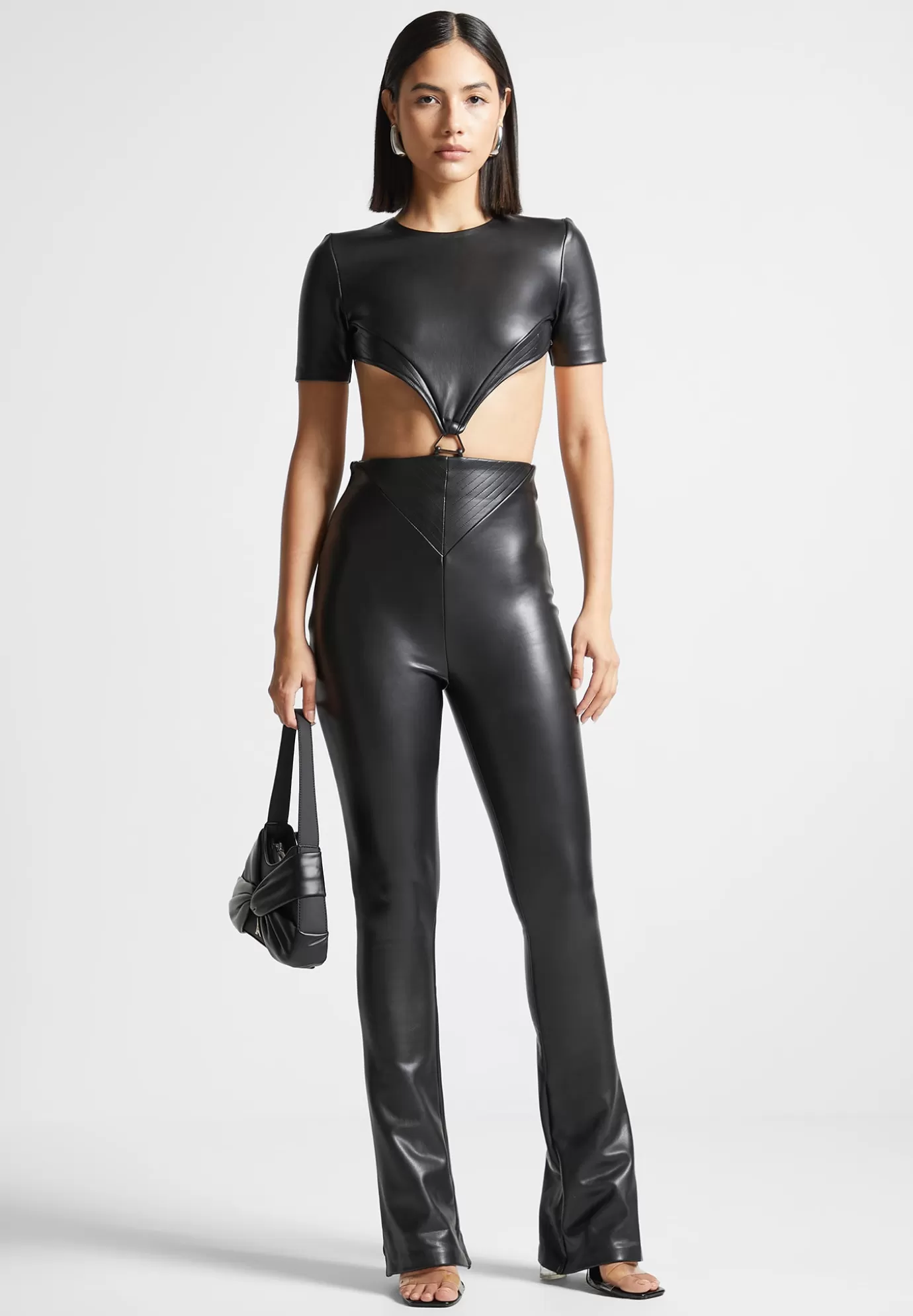 Clearance Leather Backless Jumpsuit - Jumpsuits