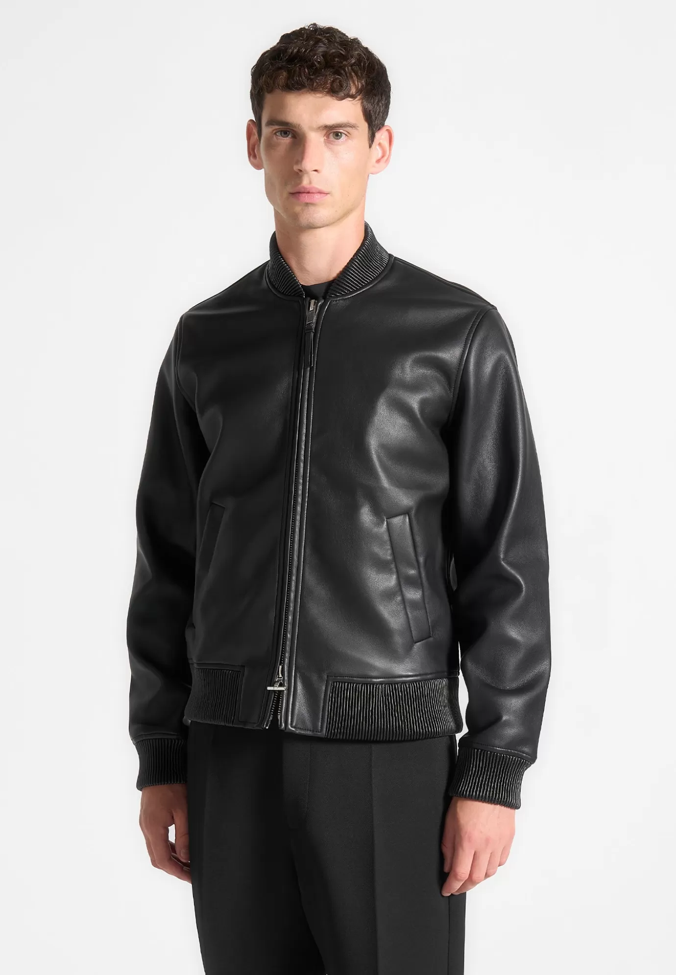 Fashion Leather Bomber Jacket - Jackets