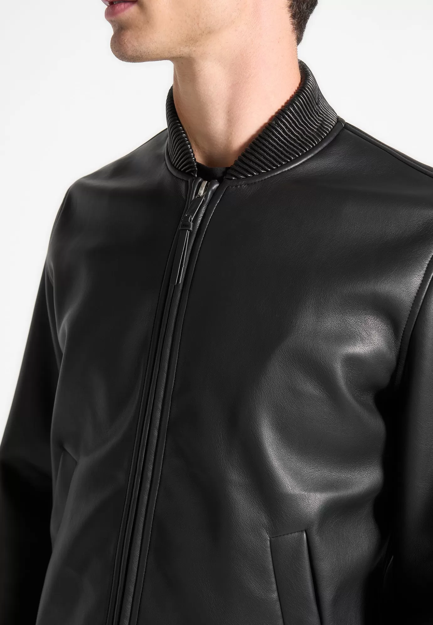 Fashion Leather Bomber Jacket - Jackets